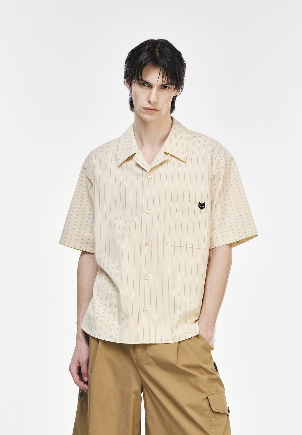 MULTI STRIPE OPEN COLLAR SHIRT