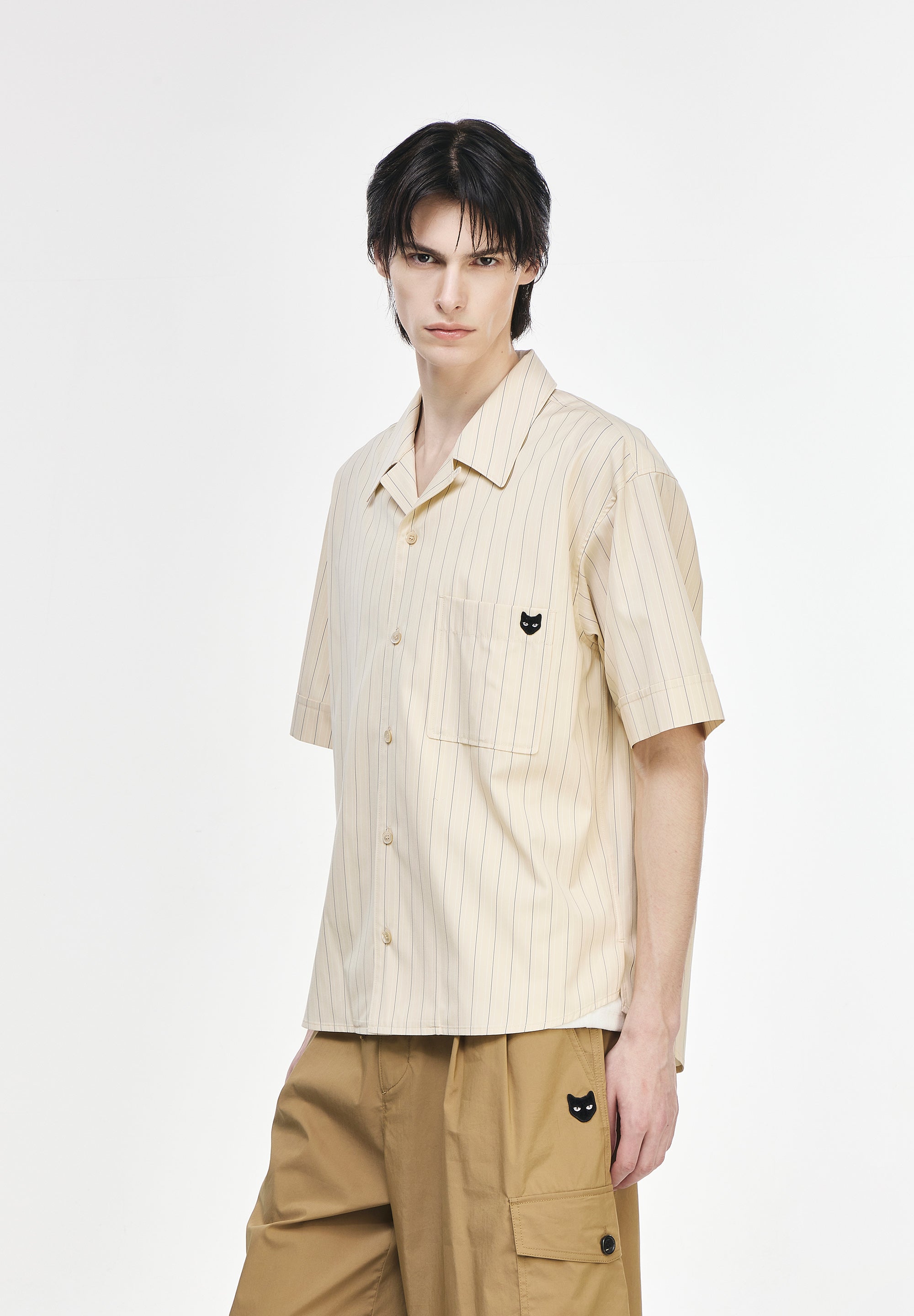 MULTI STRIPE OPEN COLLAR SHIRT