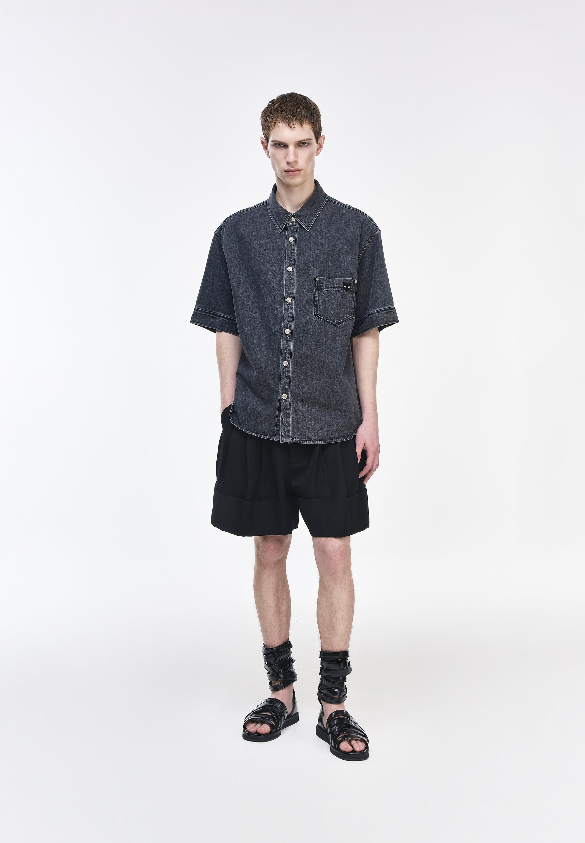 PANTHER DENIM HALF SHIRT