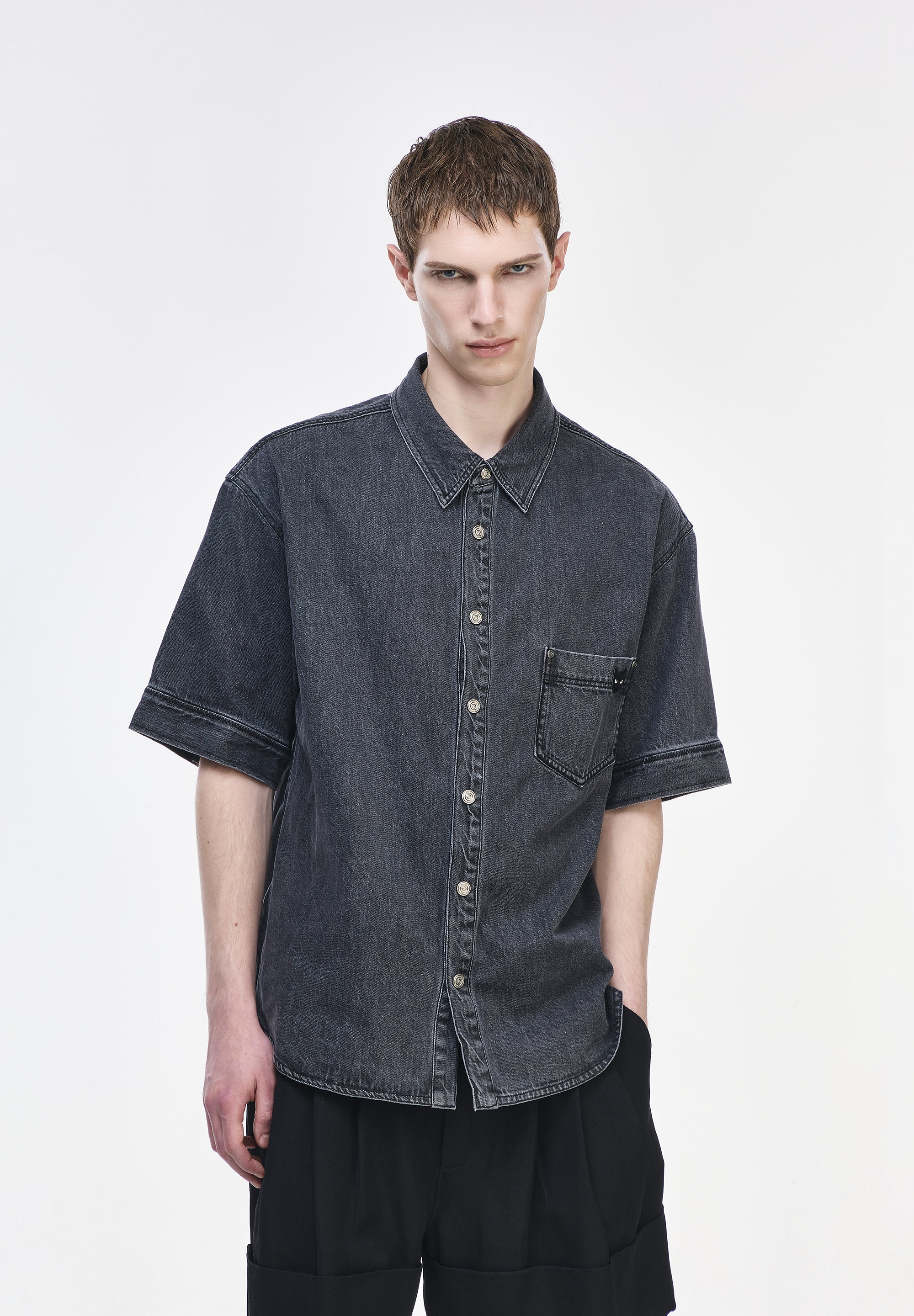 PANTHER DENIM HALF SHIRT
