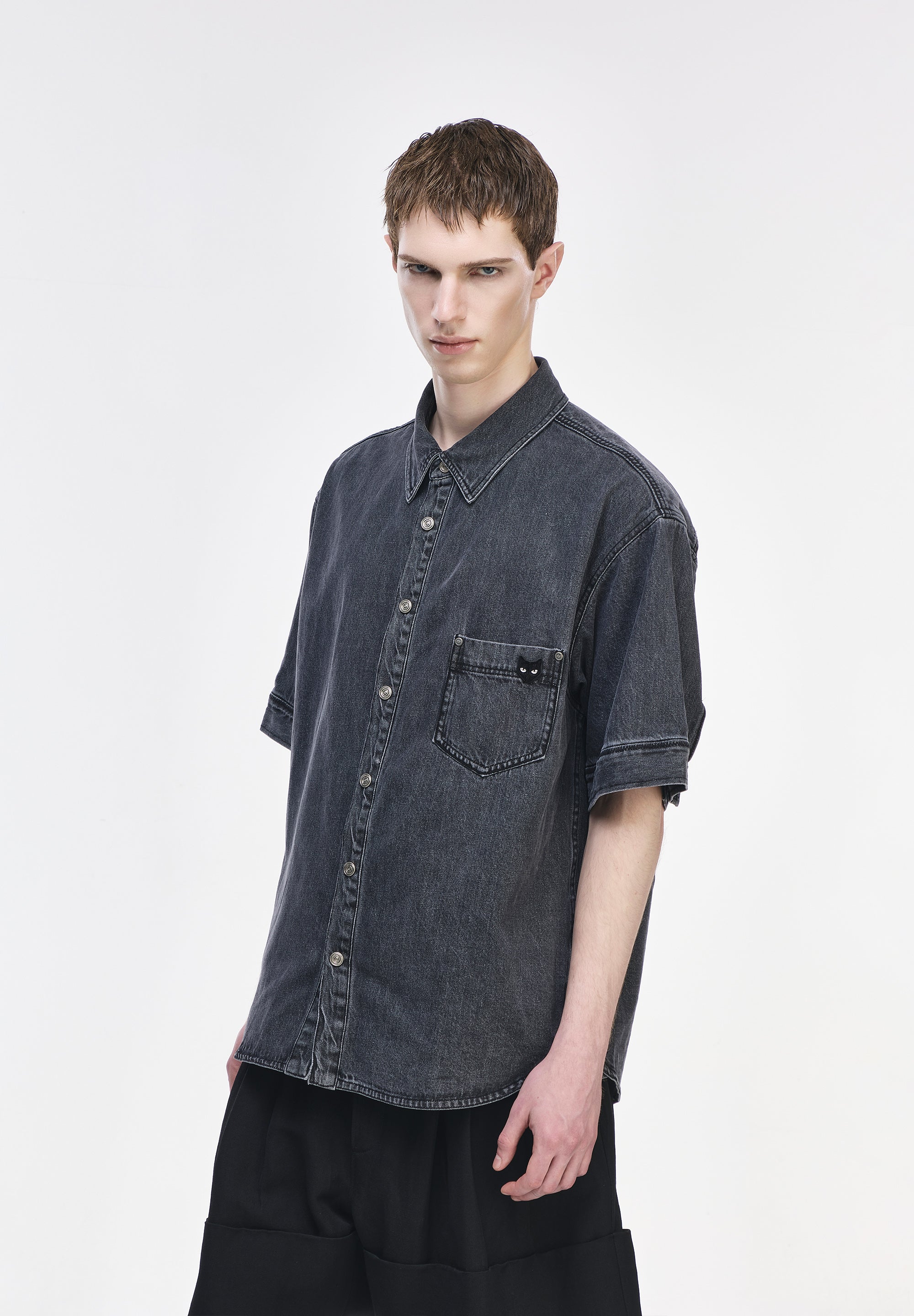 PANTHER DENIM HALF SHIRT