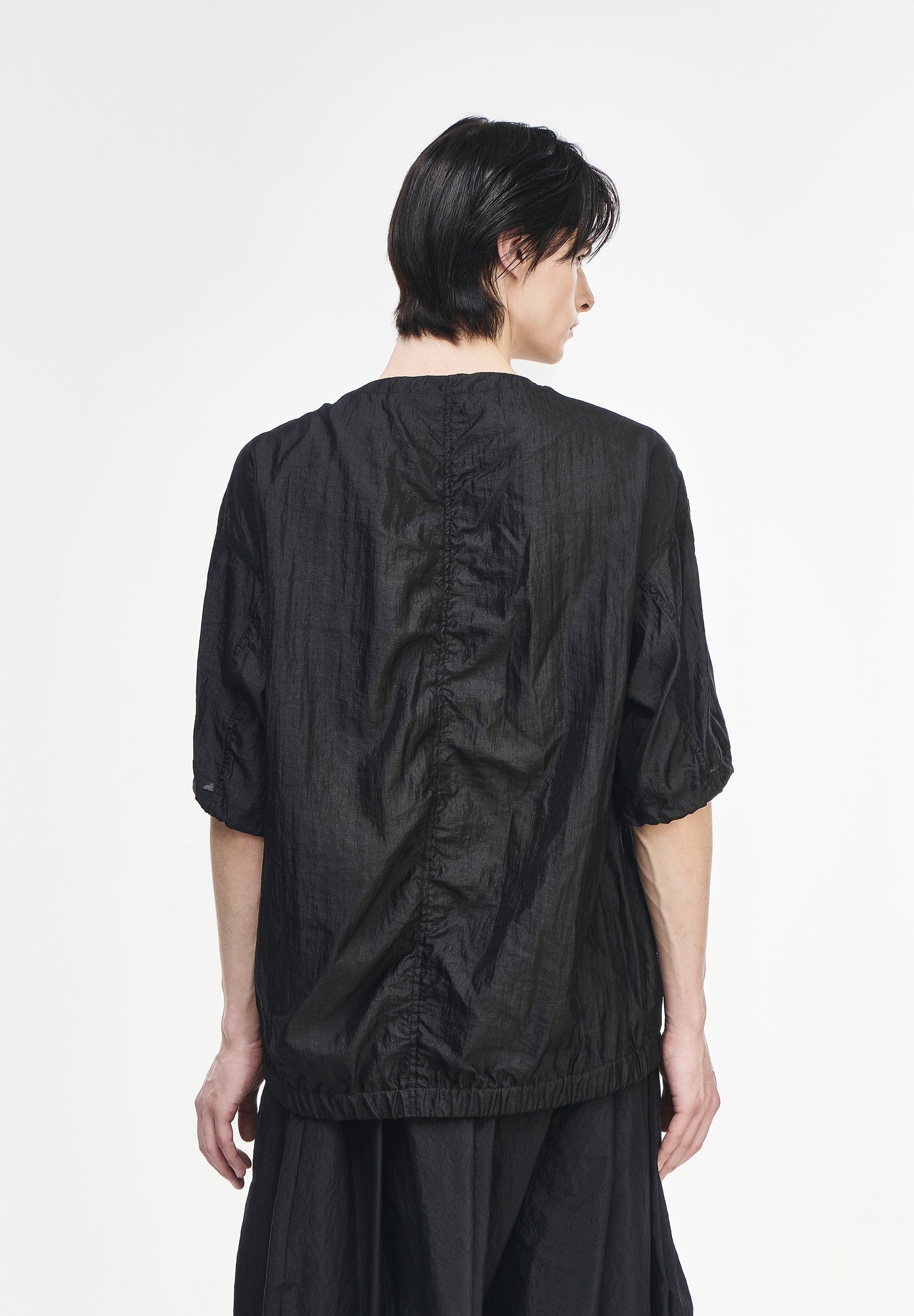 BIAS ZIP-UP STRING T SHIRT