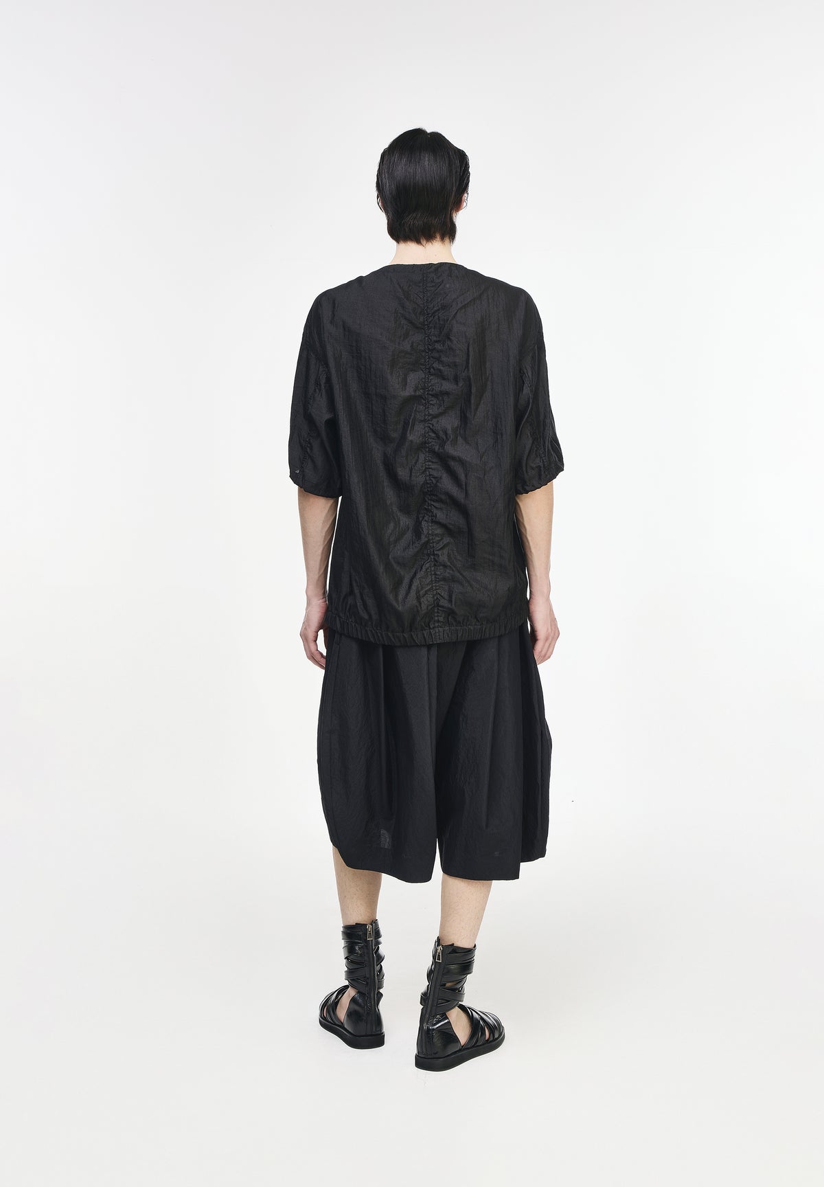BIAS ZIP-UP STRING T SHIRT