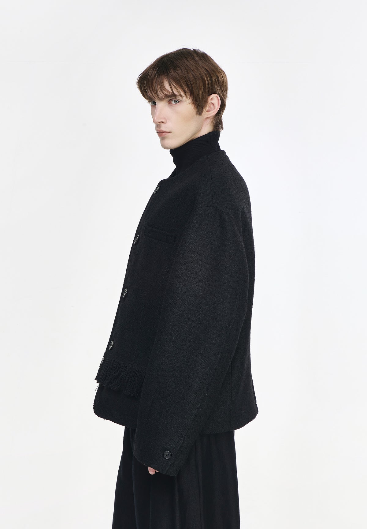 FRILL LAYERED ROUND NECK JACKET