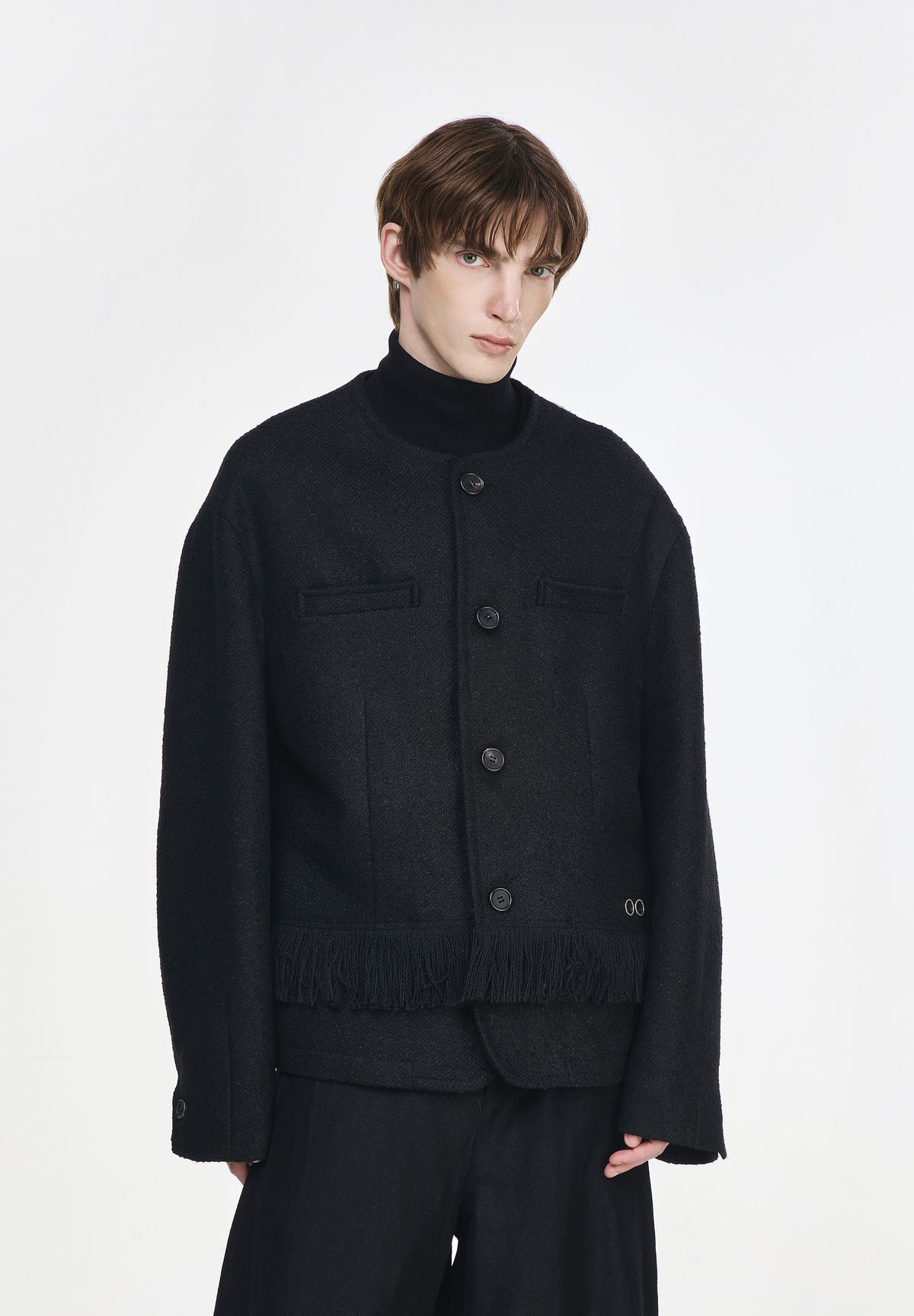 FRILL LAYERED ROUND NECK JACKET