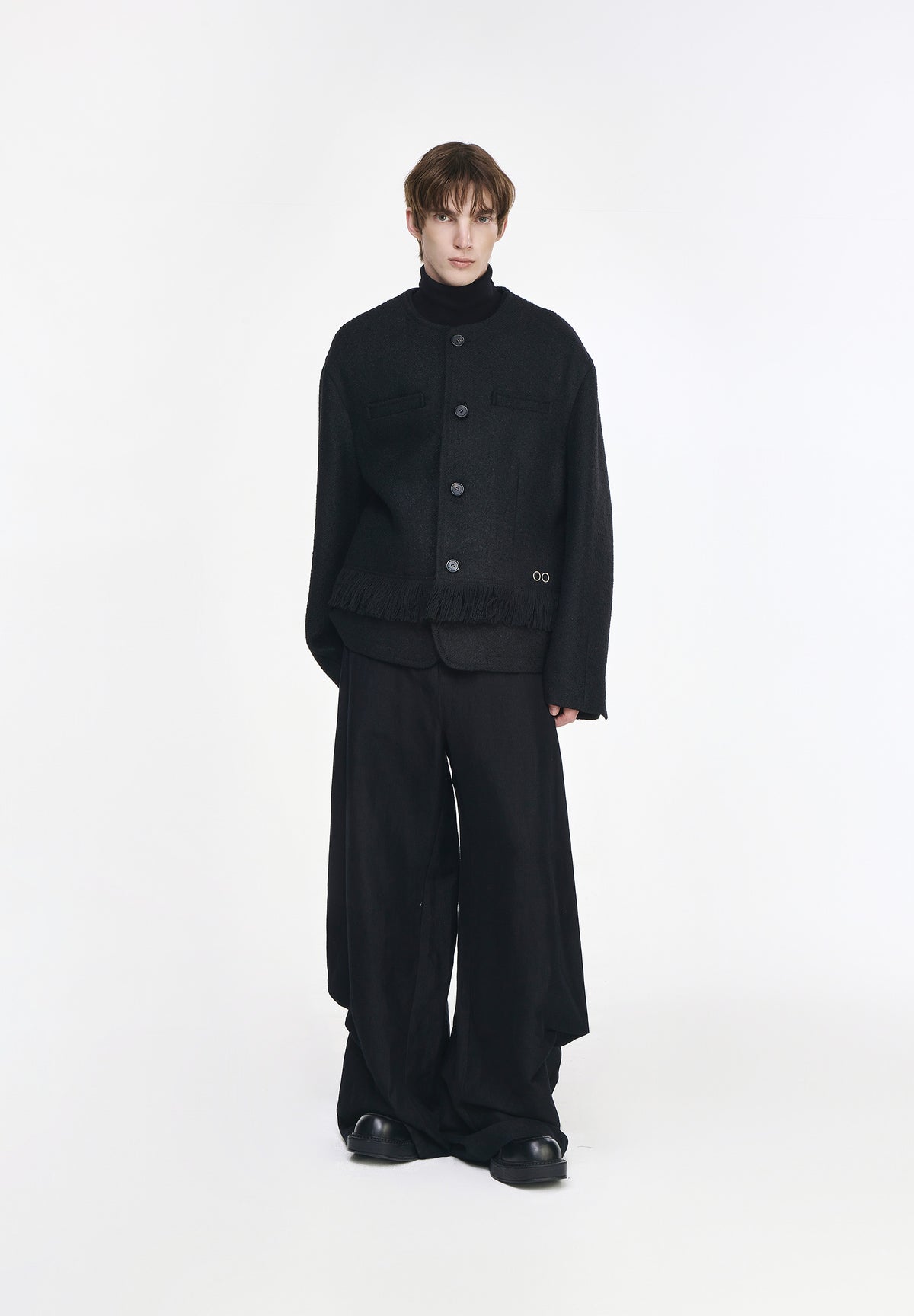 FRILL LAYERED ROUND NECK JACKET