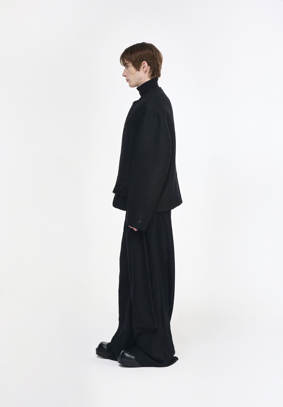 FRILL LAYERED ROUND NECK JACKET