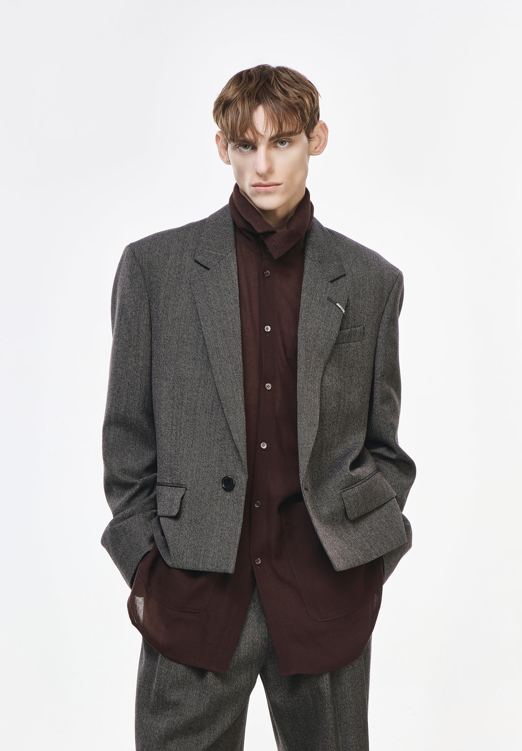 ARTISANAL ONE BUTTON CROPPED BLAZER