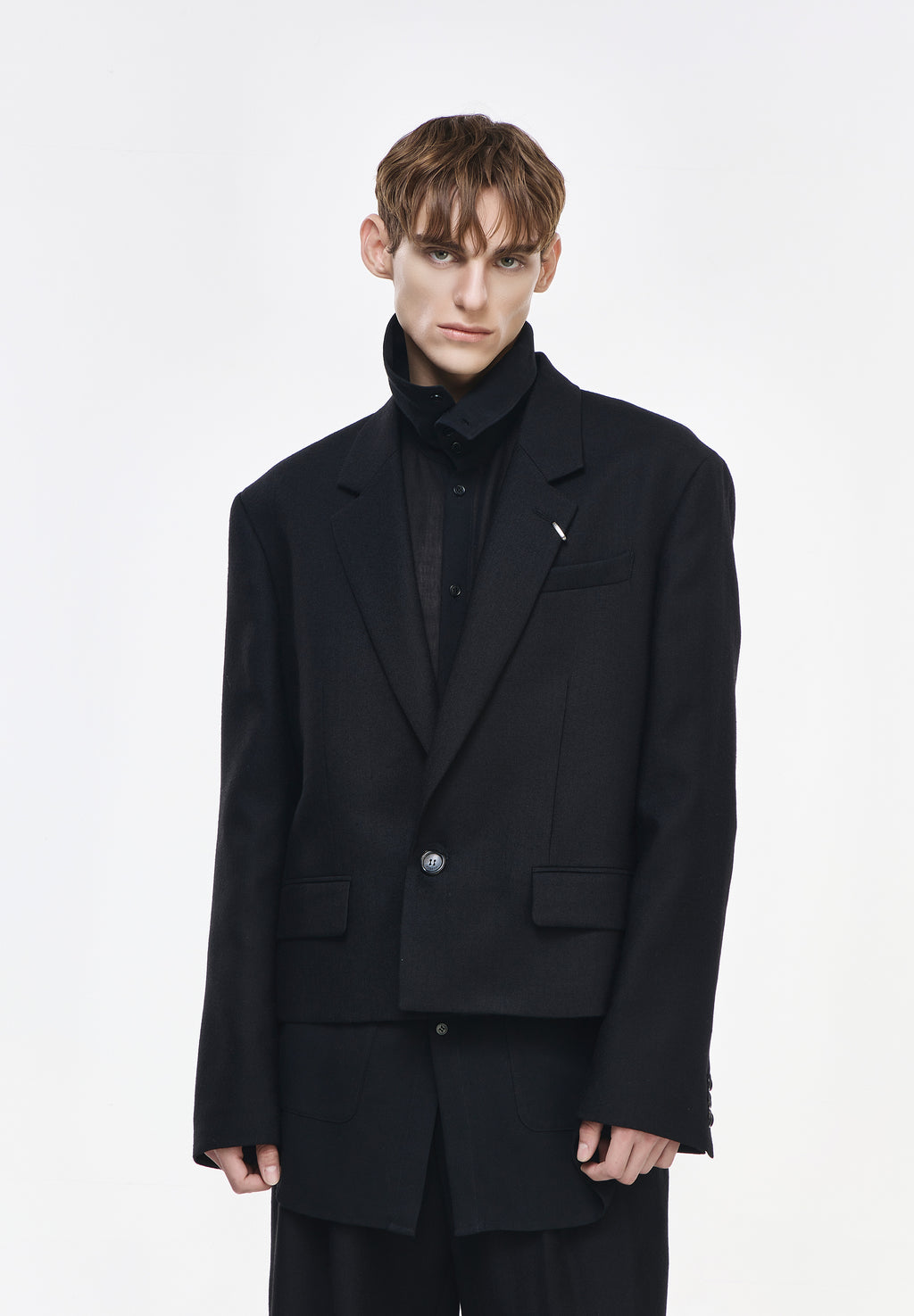 ARTISANAL ONE BUTTON CROPPED BLAZER