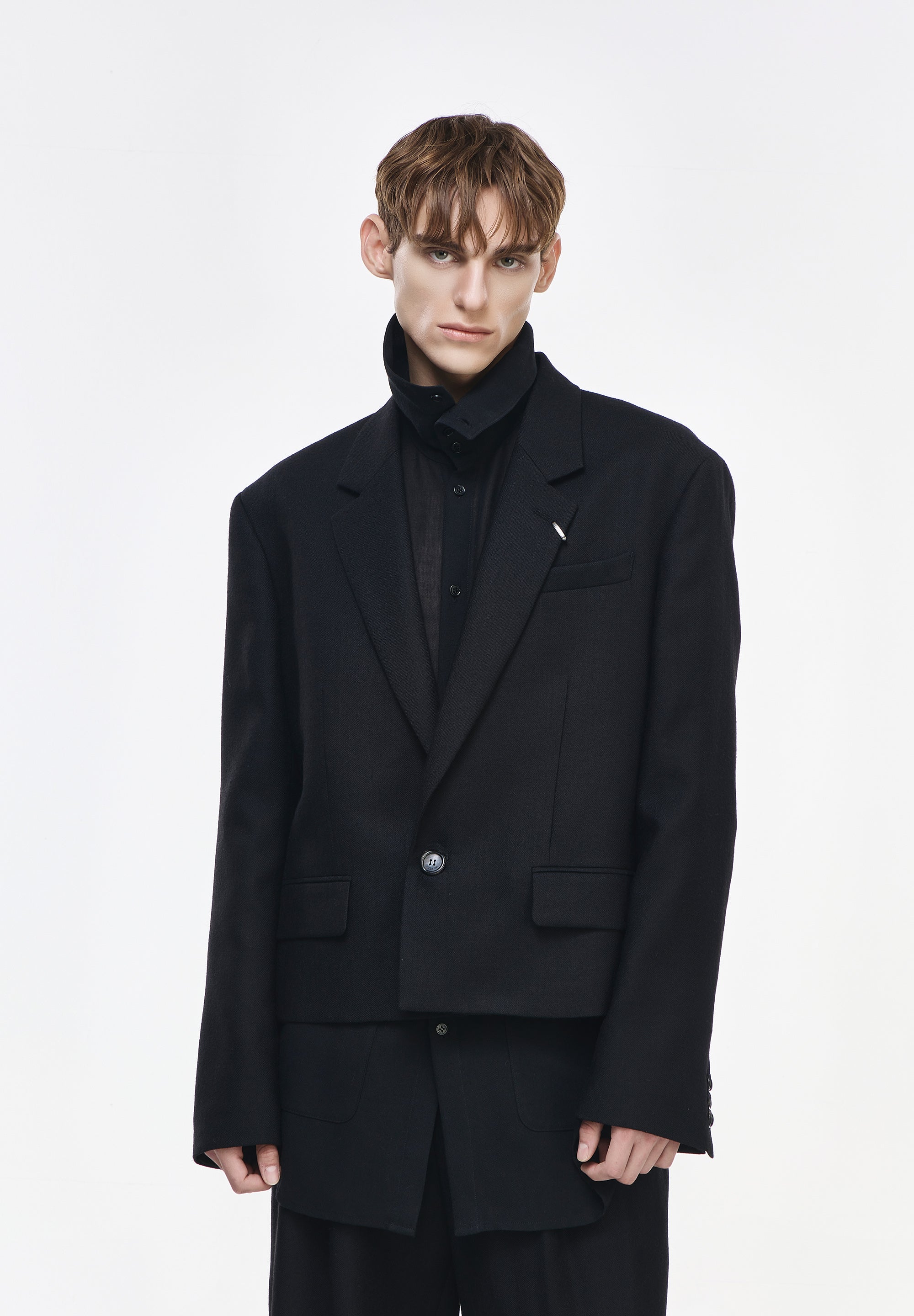 ARTISANAL ONE BUTTON CROPPED BLAZER