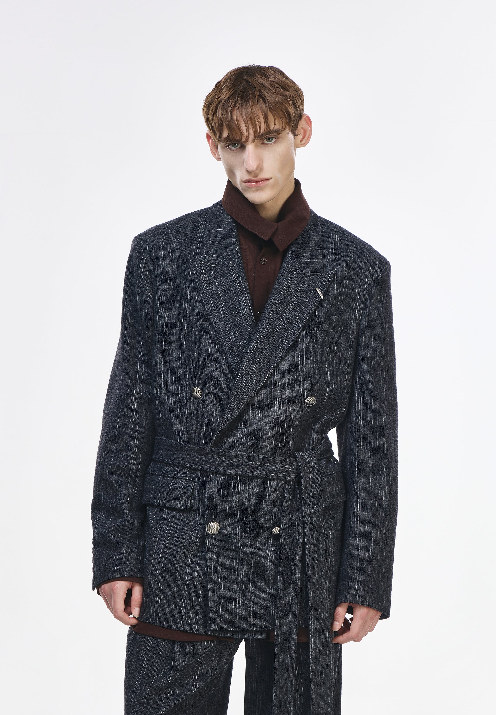 ARTISANAL STRIPE DOUBLE BREASTED BLAZER