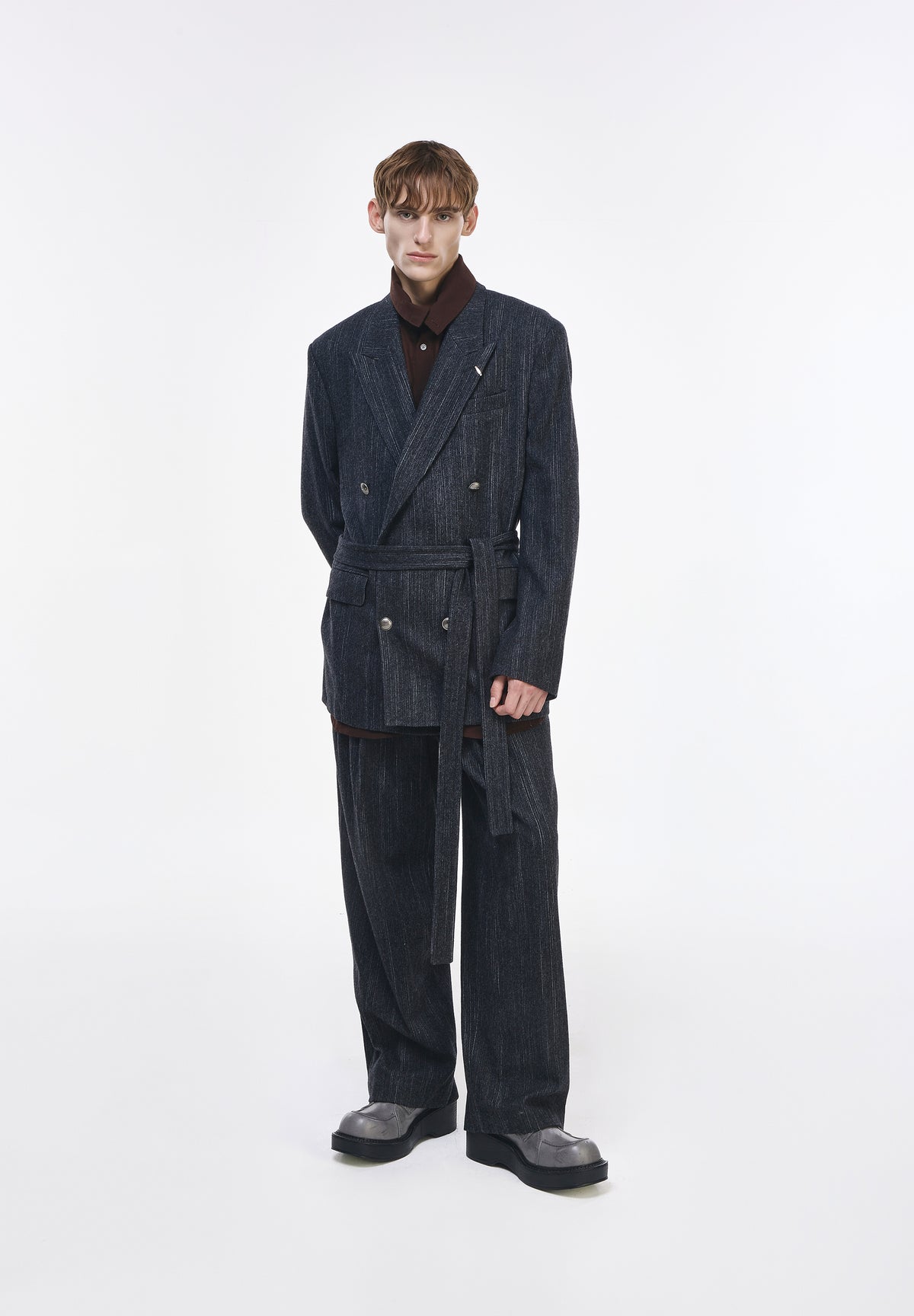 ARTISANAL STRIPE DOUBLE BREASTED BLAZER