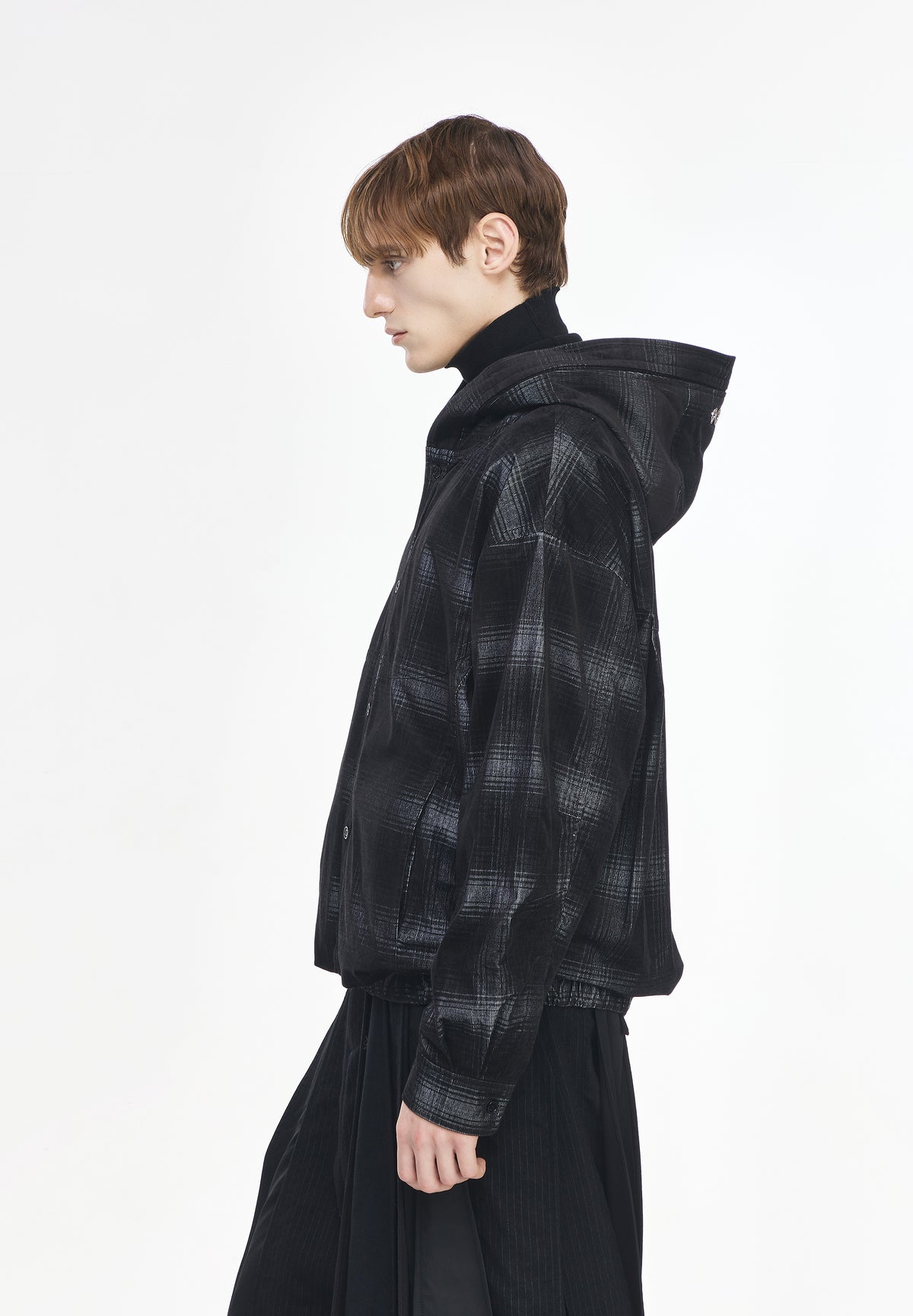 VELVET CHECK HOOD JUMPER