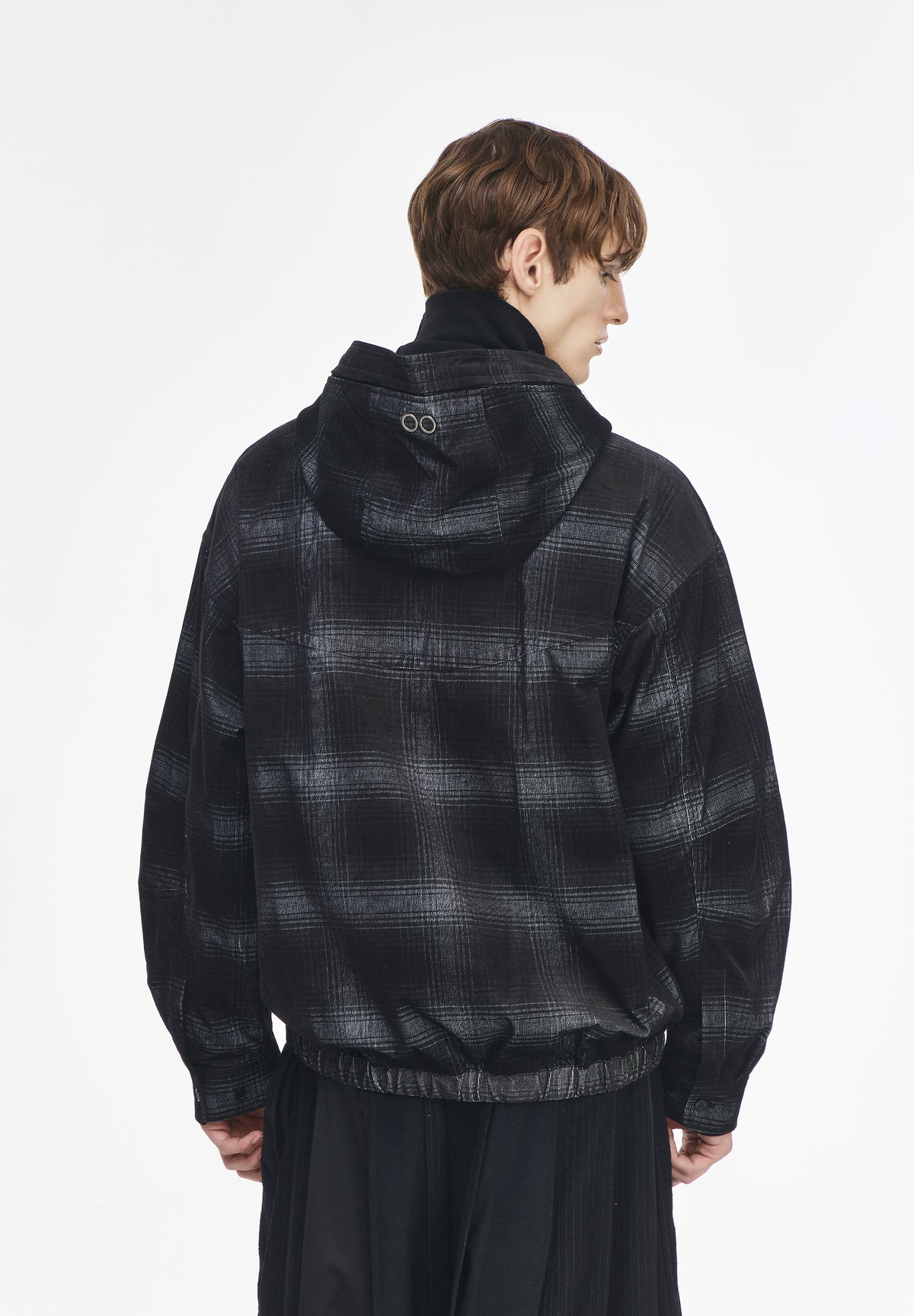 VELVET CHECK HOOD JUMPER