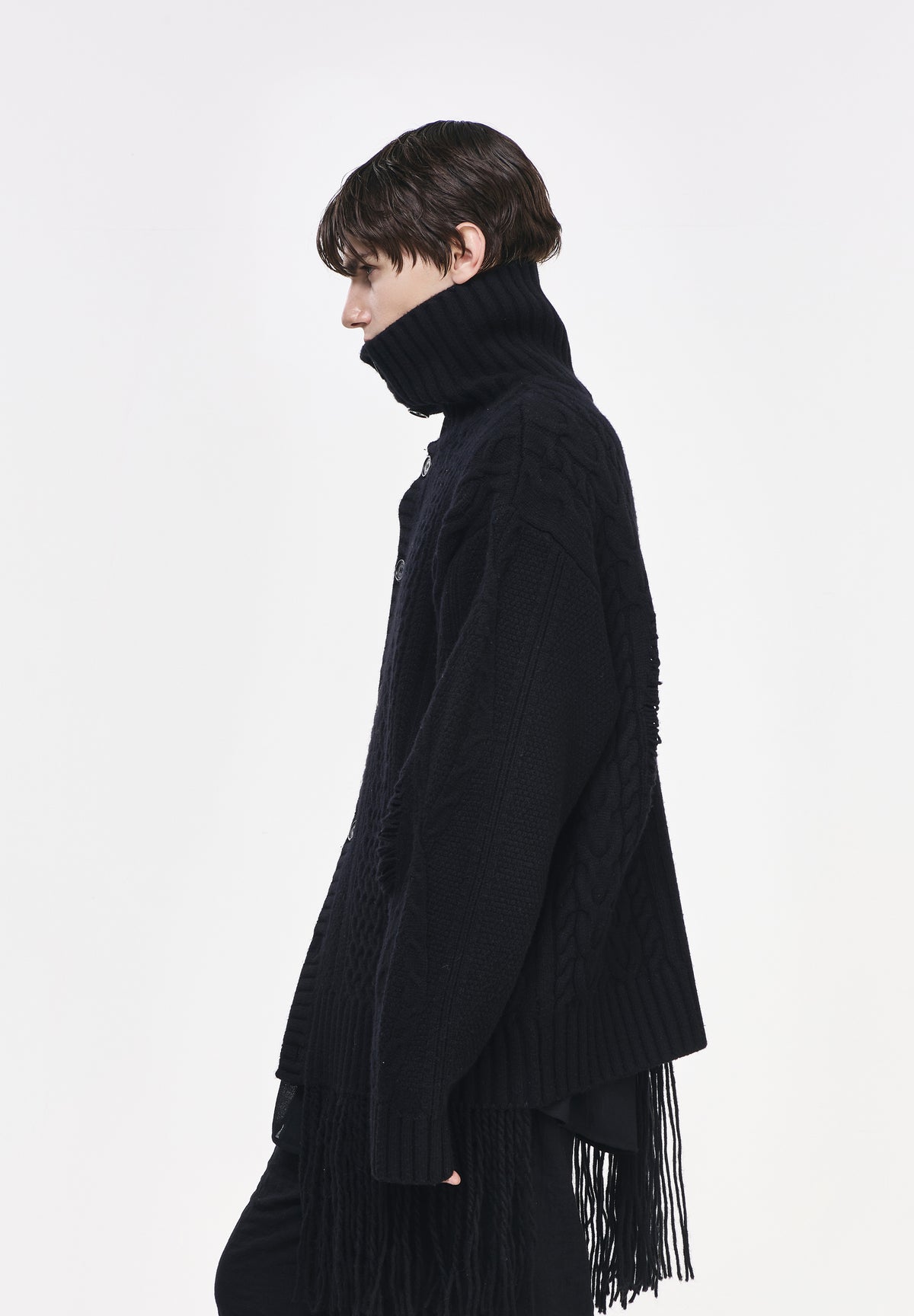 PLASTRON HIGH NECK CARDIGAN