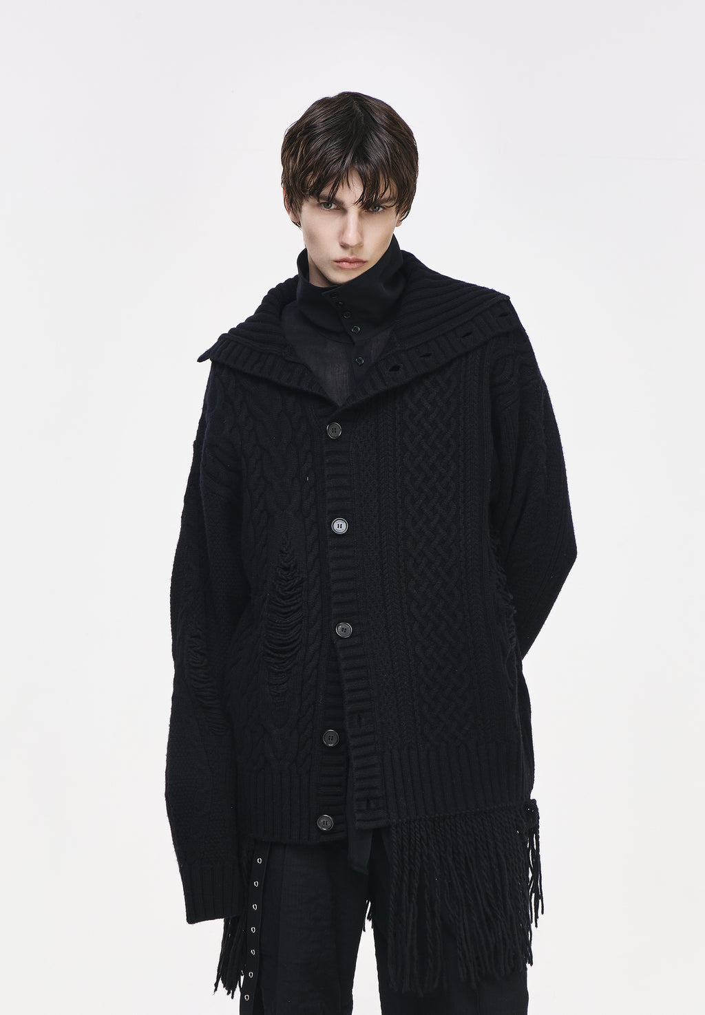 PLASTRON HIGH NECK CARDIGAN