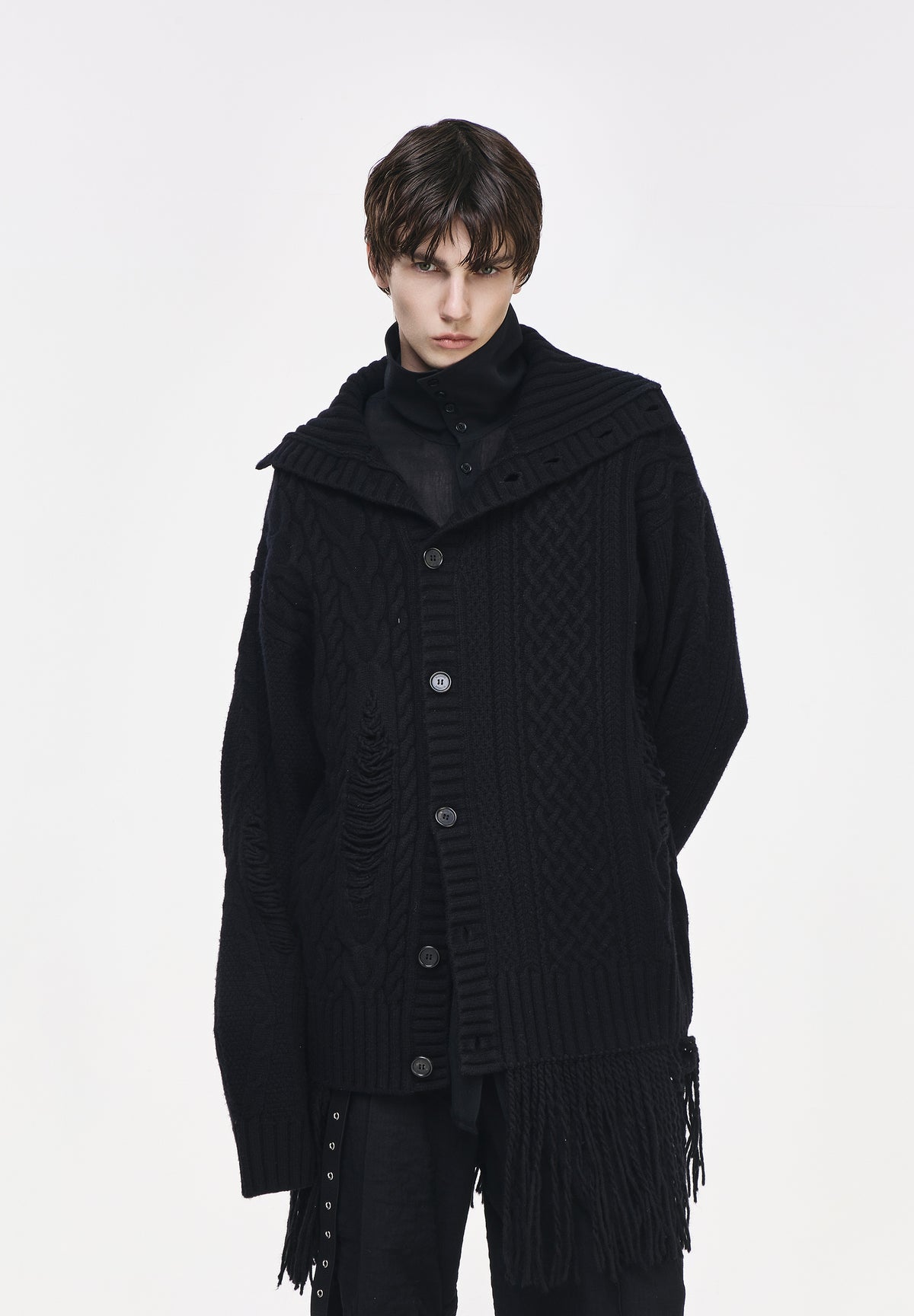 PLASTRON HIGH NECK CARDIGAN