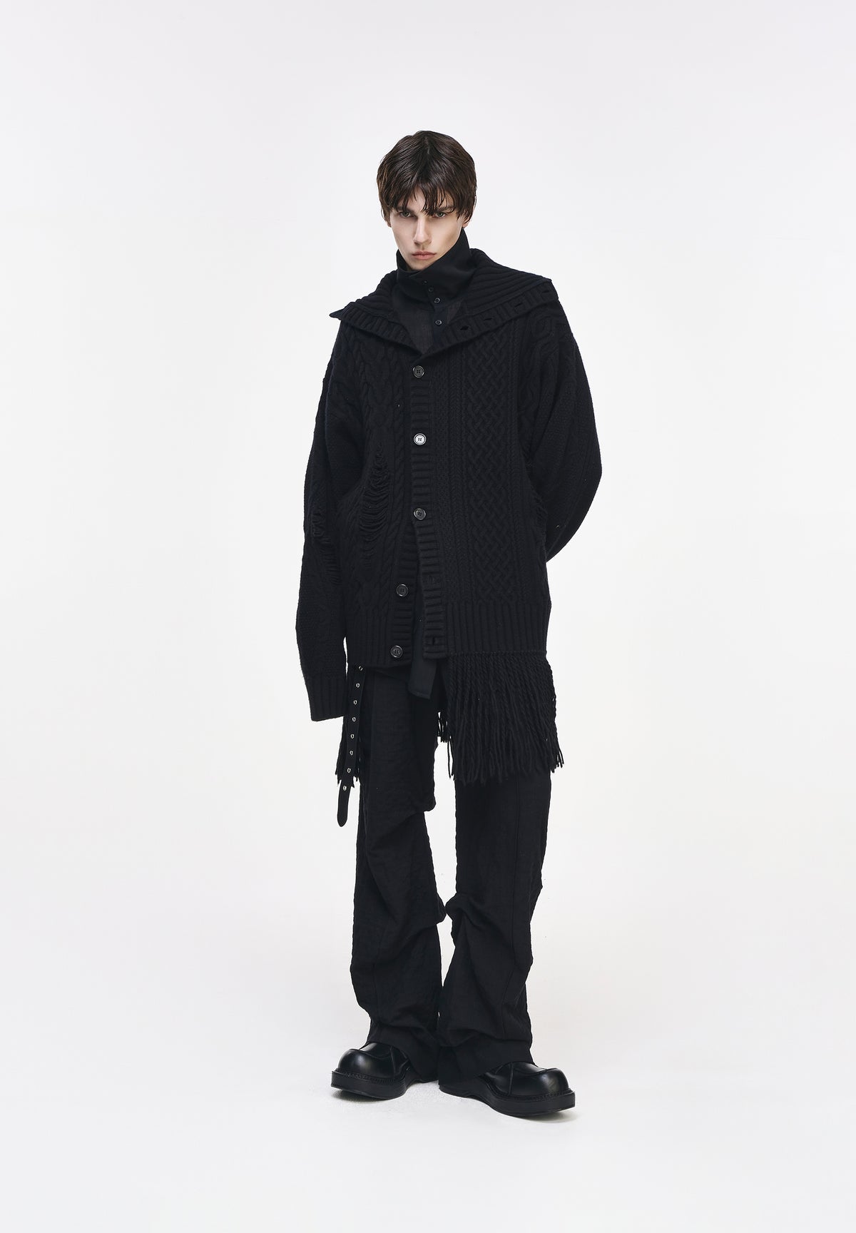 PLASTRON HIGH NECK CARDIGAN