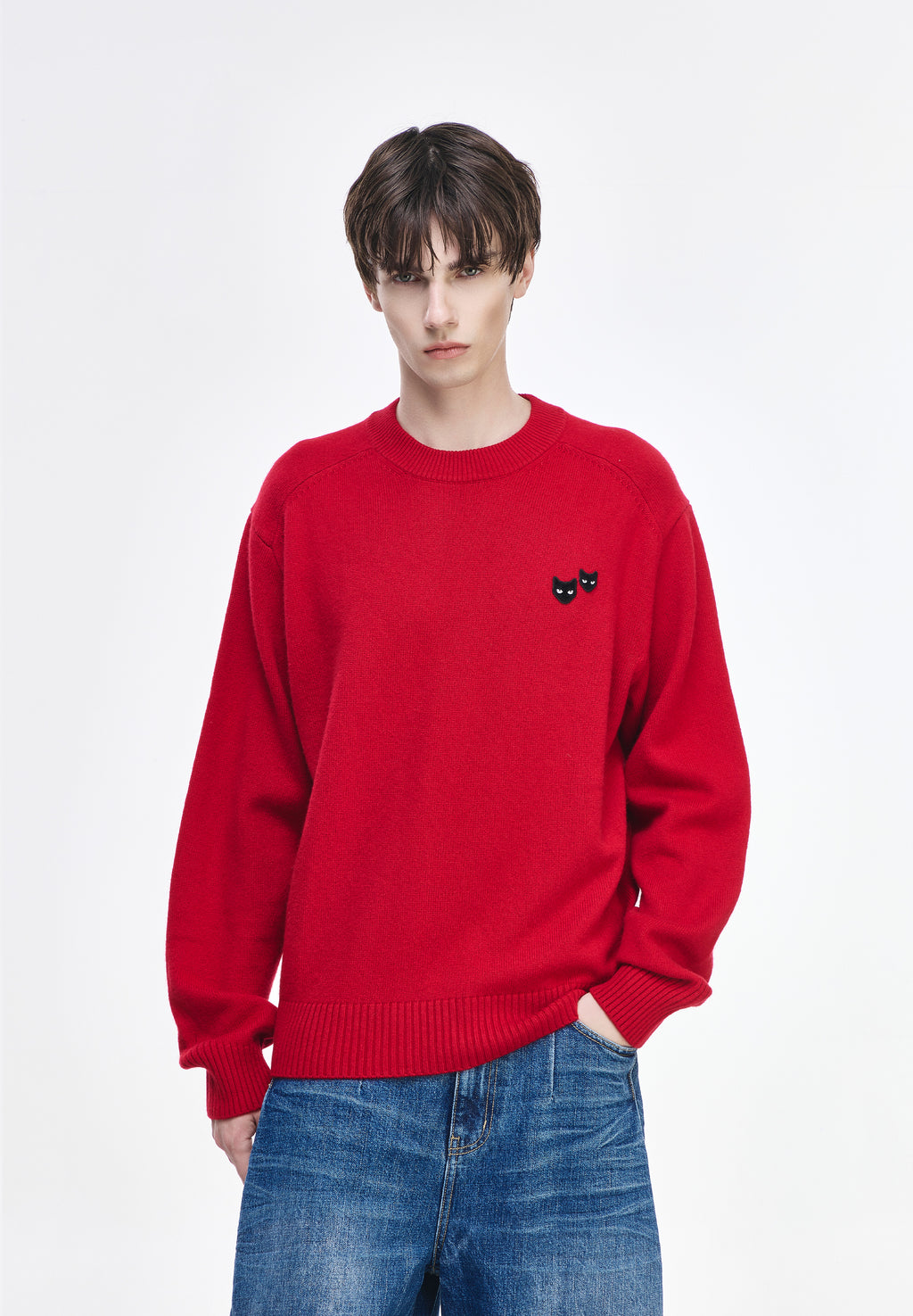 CASHMERE BLEND ROUND NECK KNIT