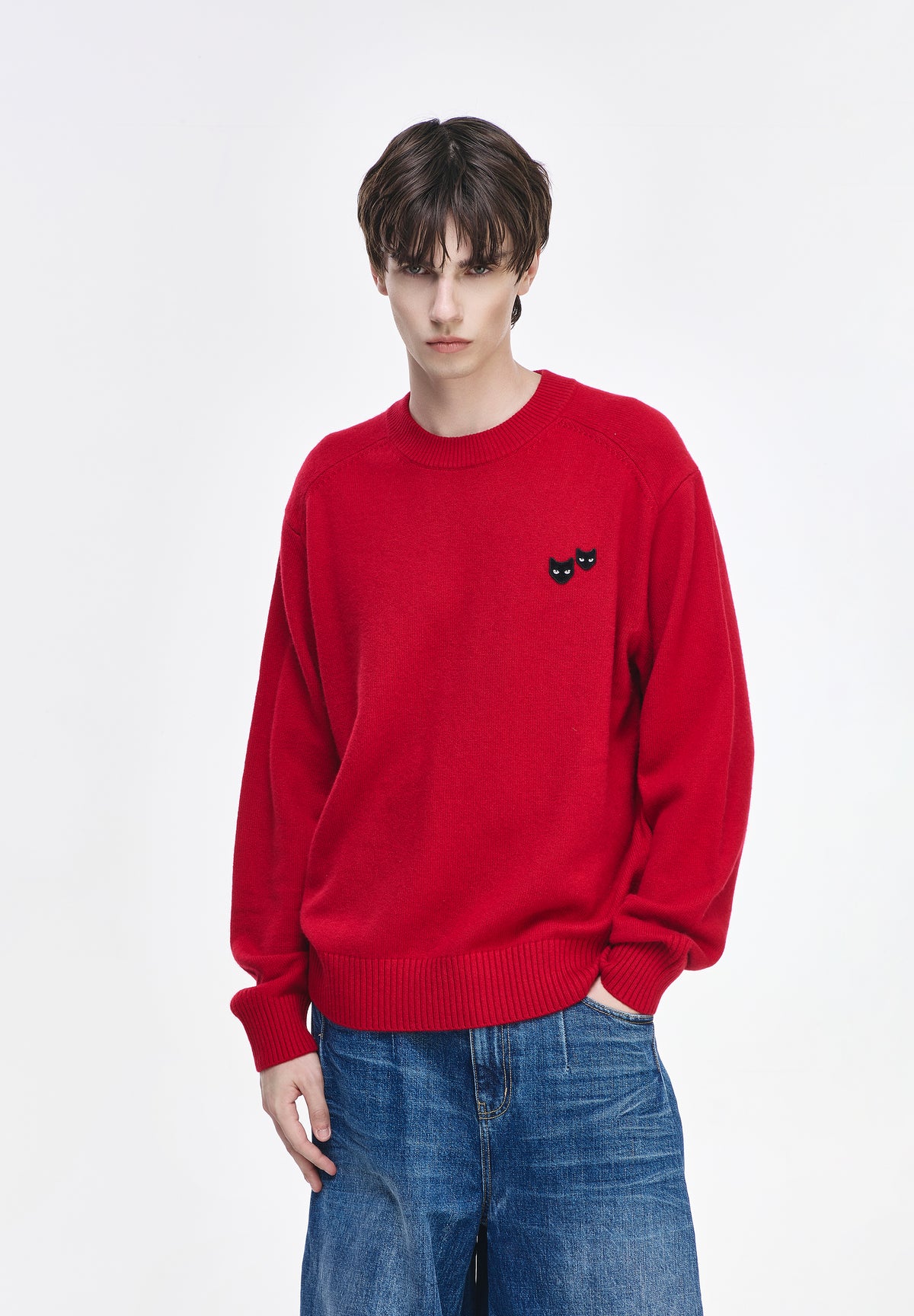 CASHMERE BLEND ROUND NECK KNIT