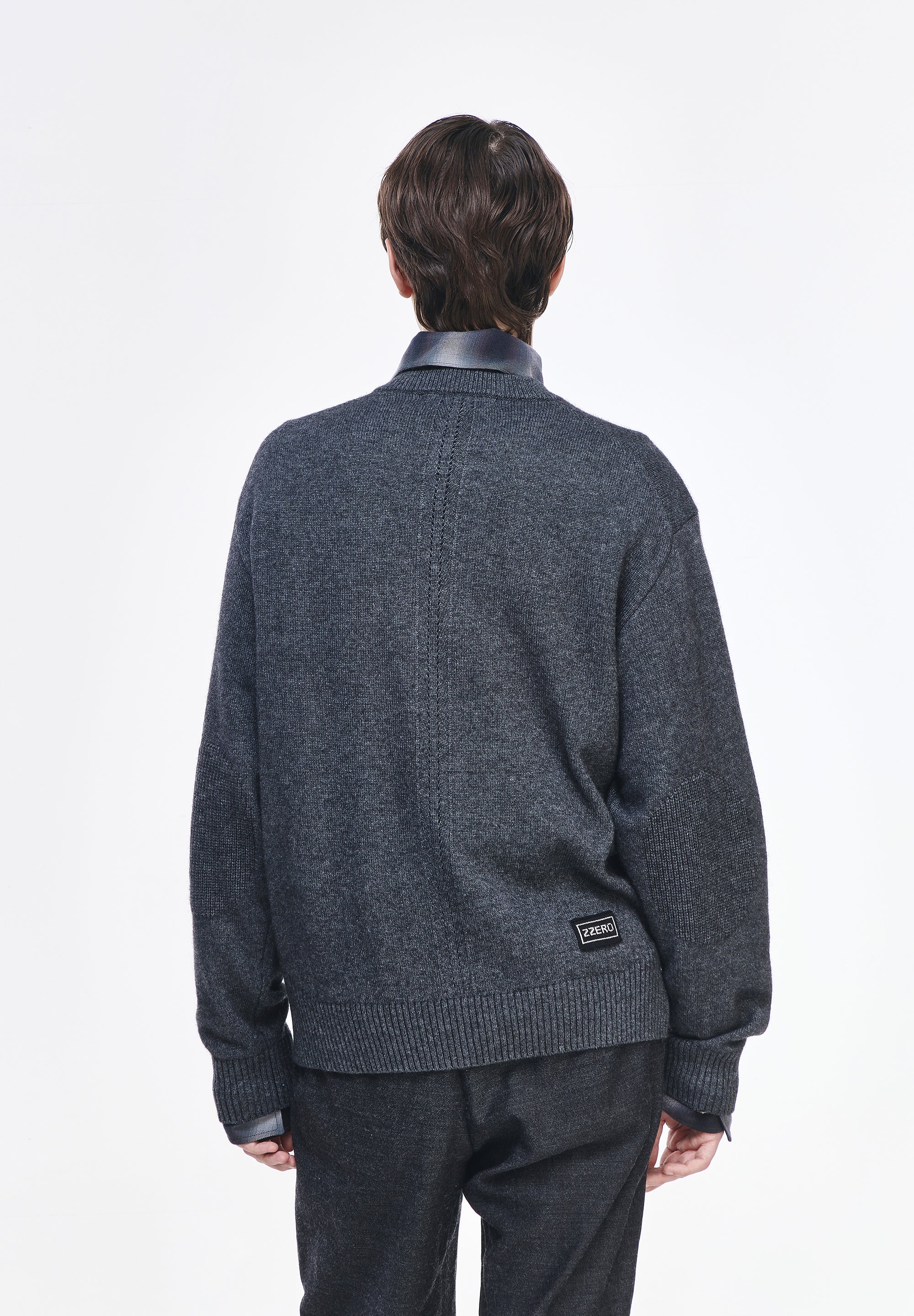 CASHMERE BLEND HENLEY NECK KNIT