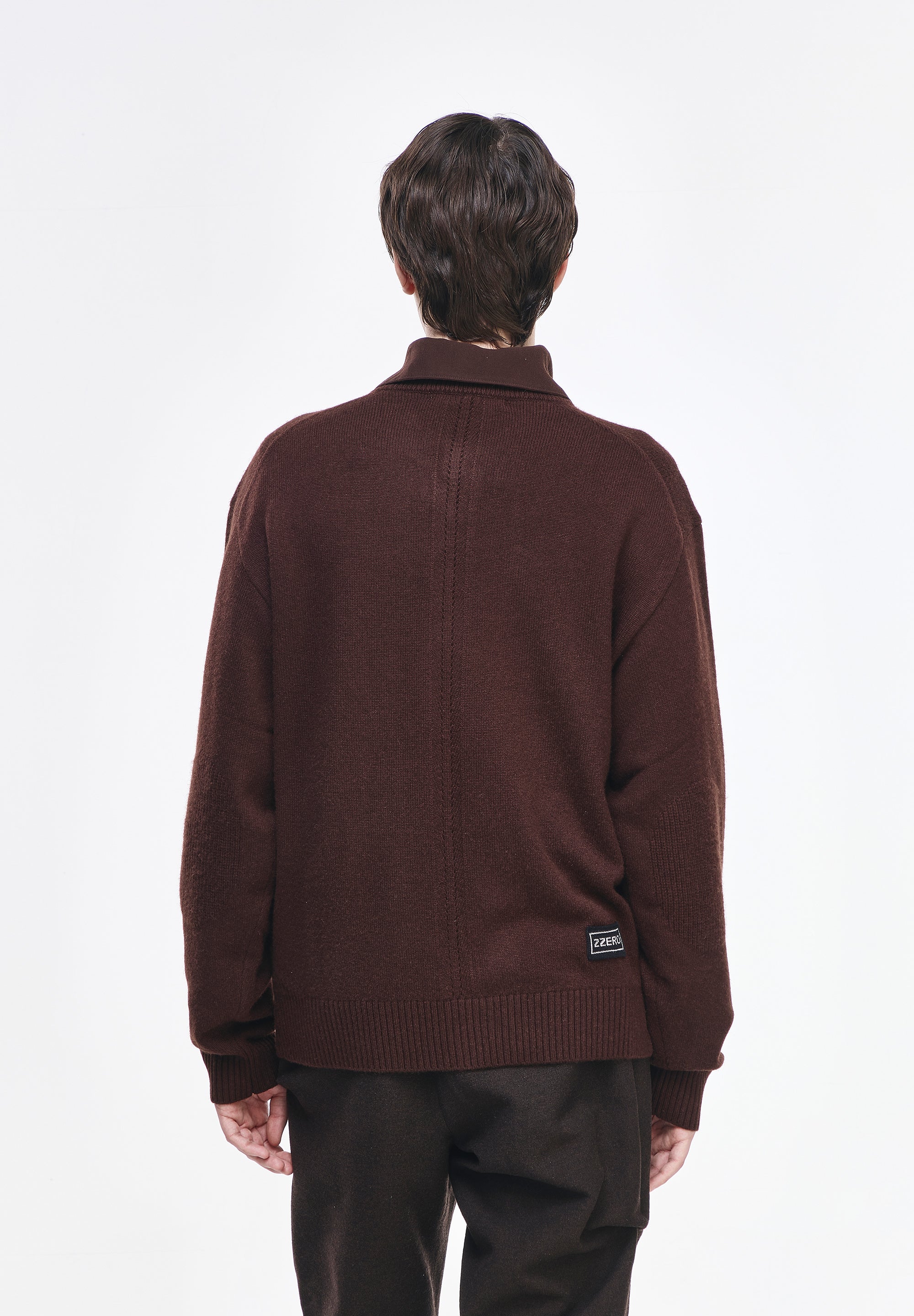 CASHMERE BLEND HENLEY NECK KNIT