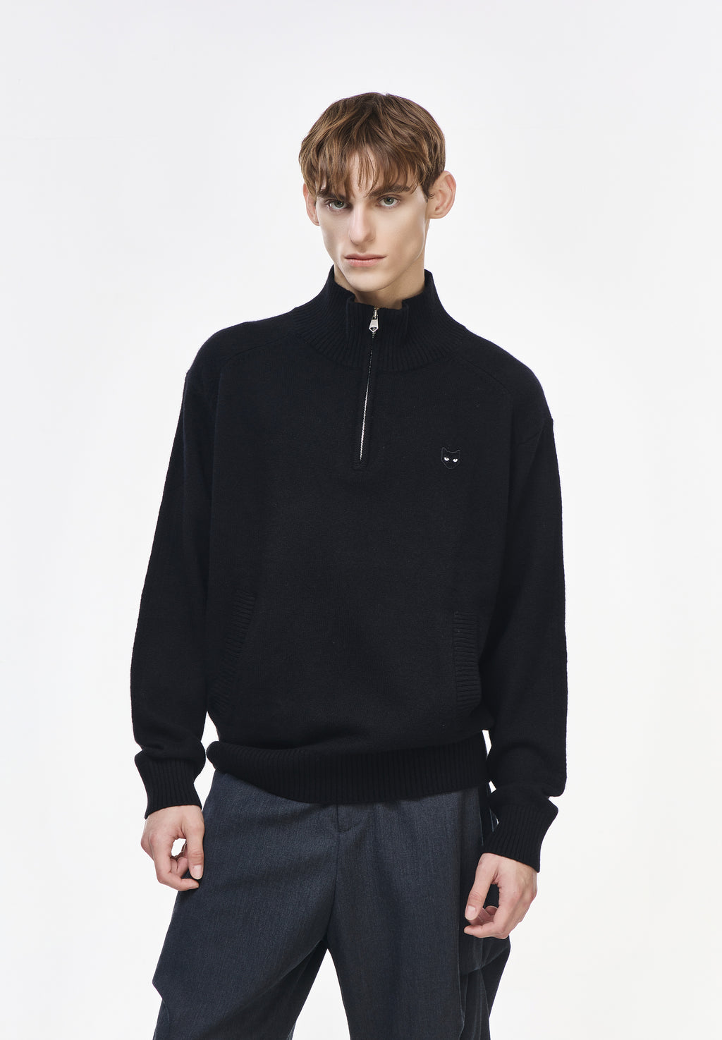 CASHMERE BLEND HALF ZIP UP