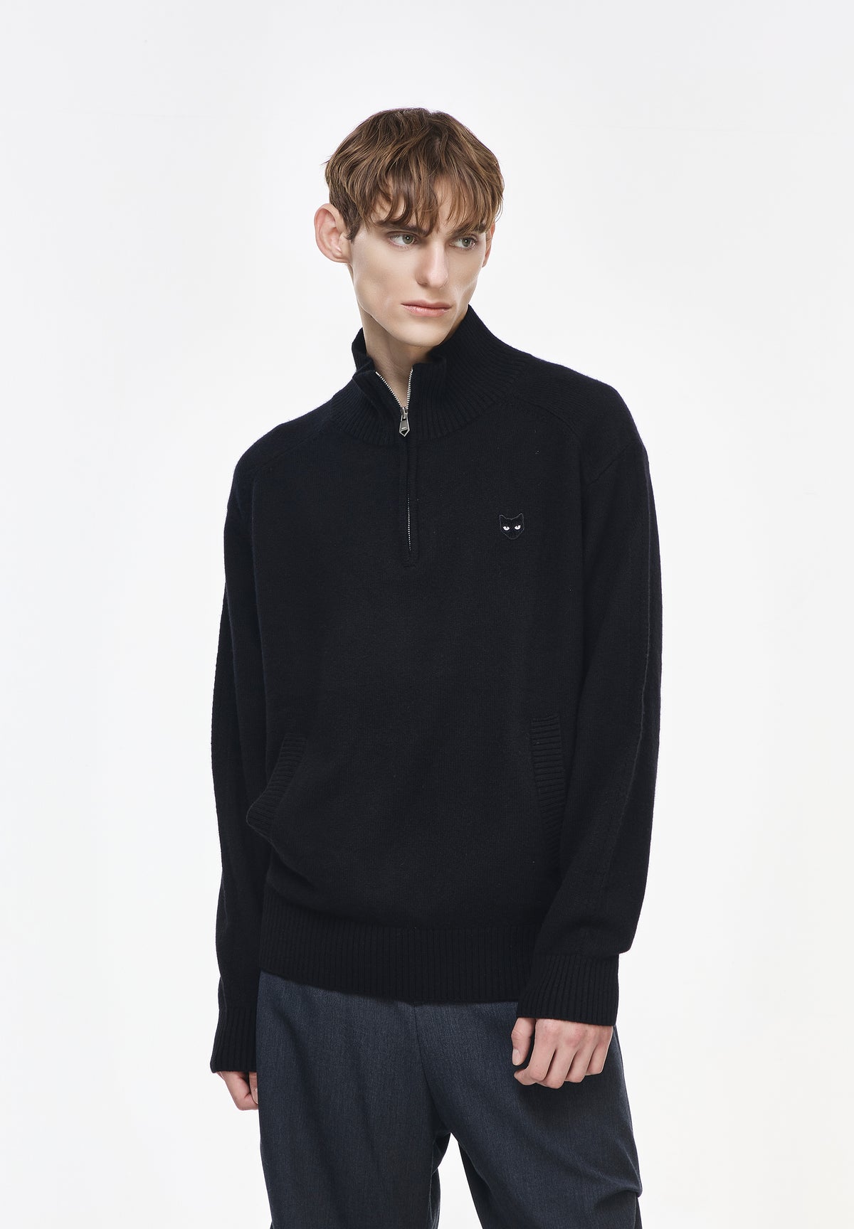 CASHMERE BLEND HALF ZIP UP