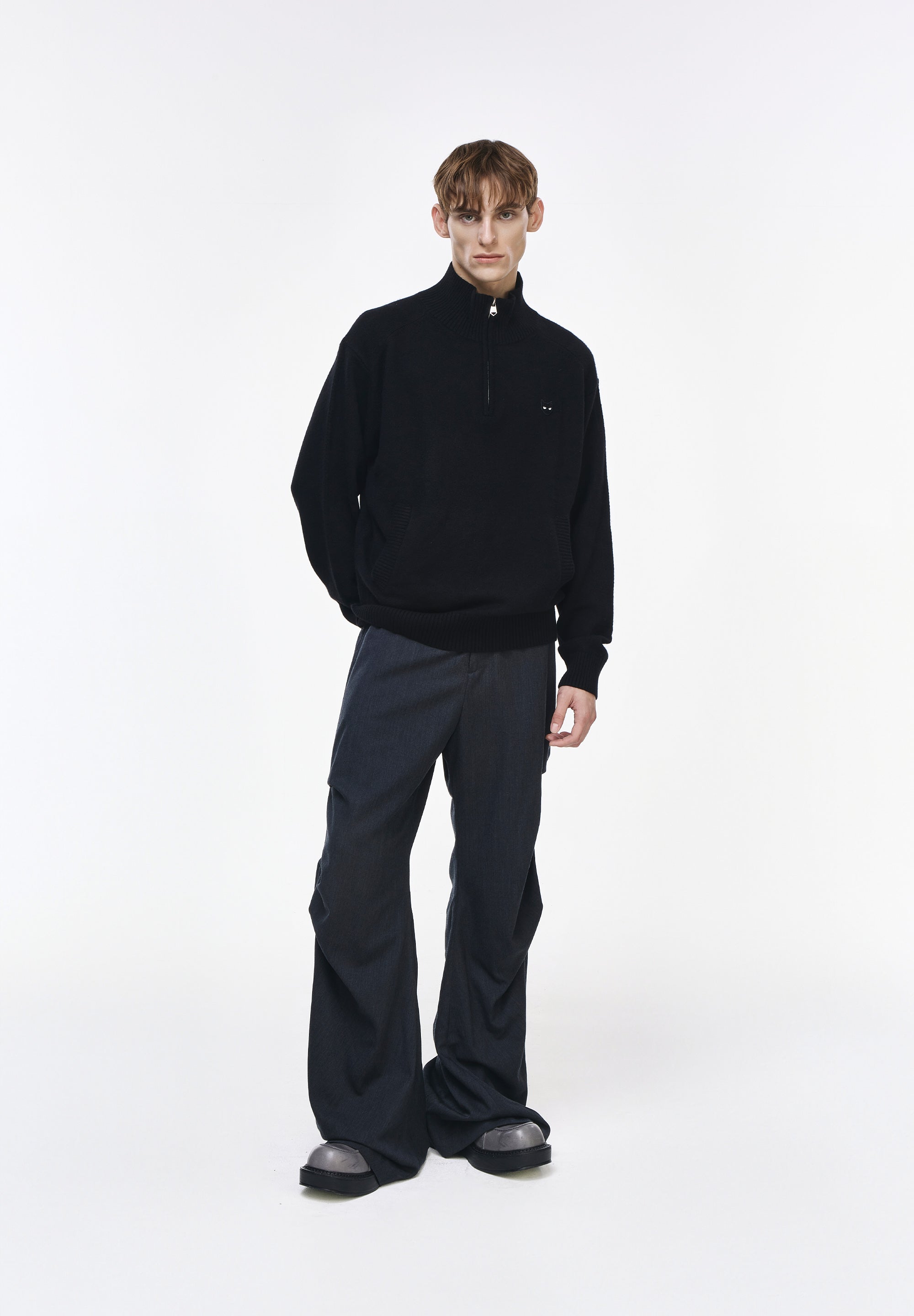 CASHMERE BLEND HALF ZIP UP