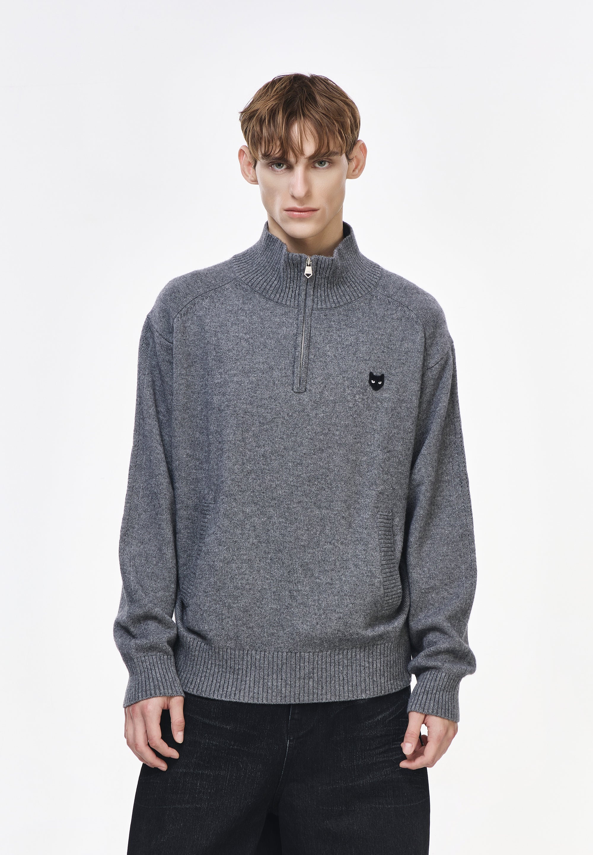 CASHMERE BLEND HALF ZIP UP