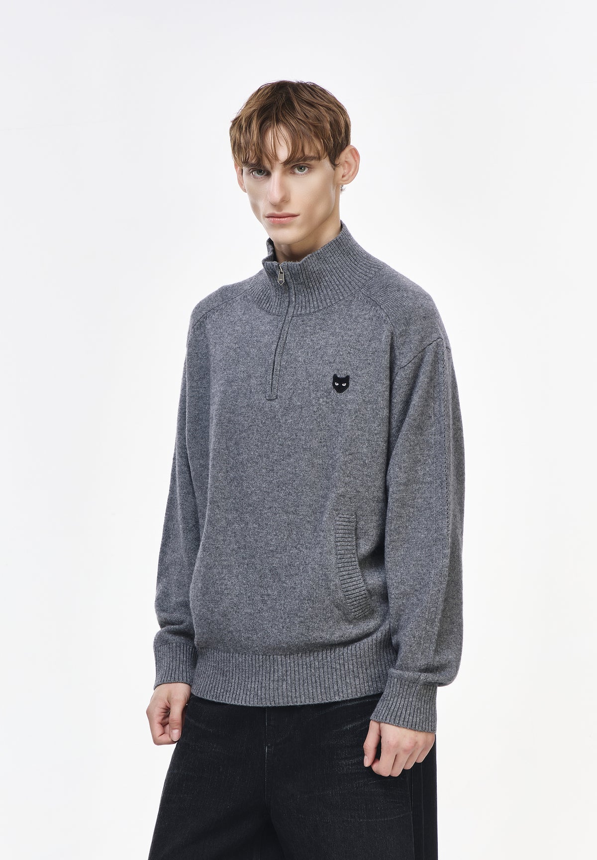 CASHMERE BLEND HALF ZIP UP