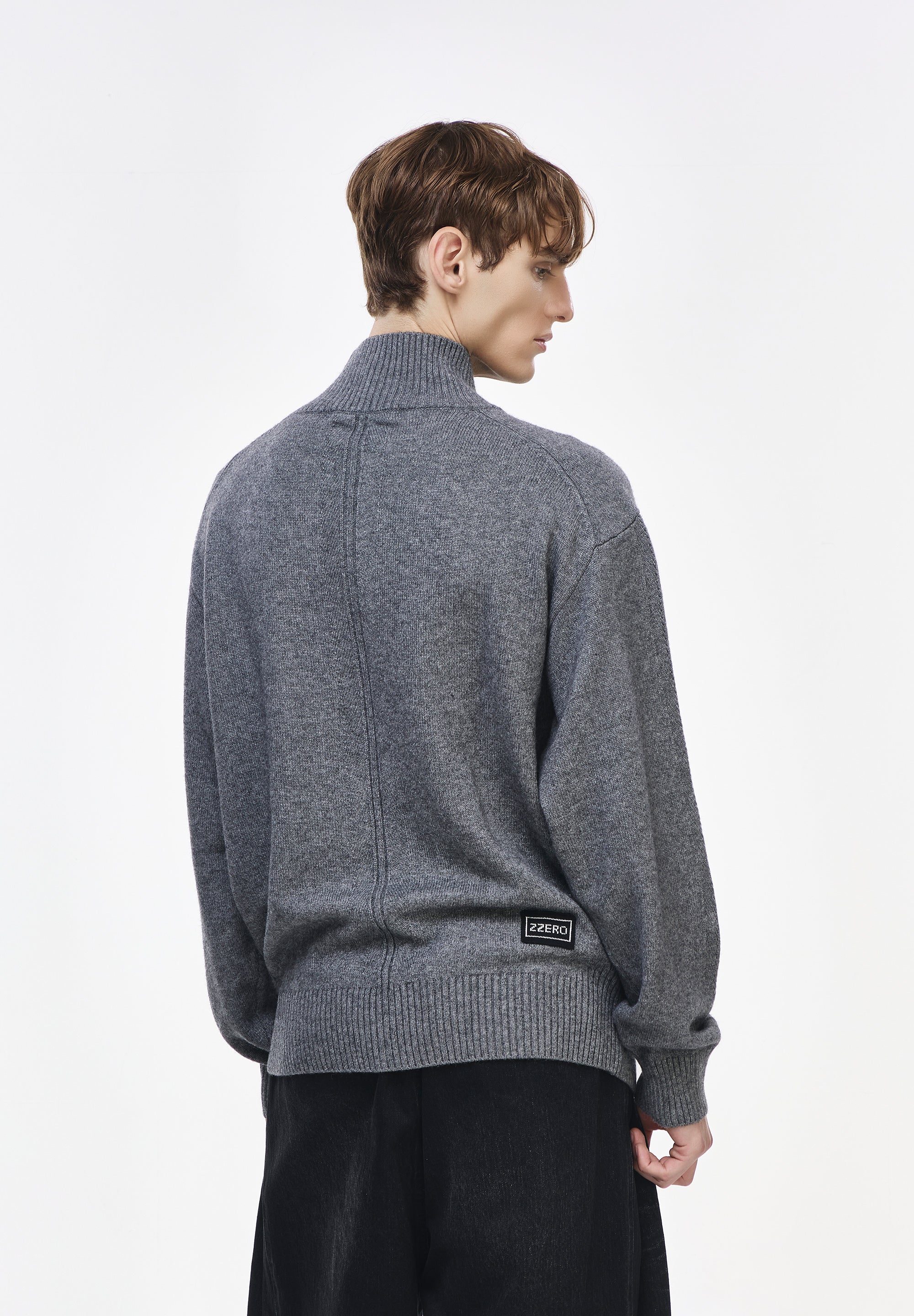 CASHMERE BLEND HALF ZIP UP