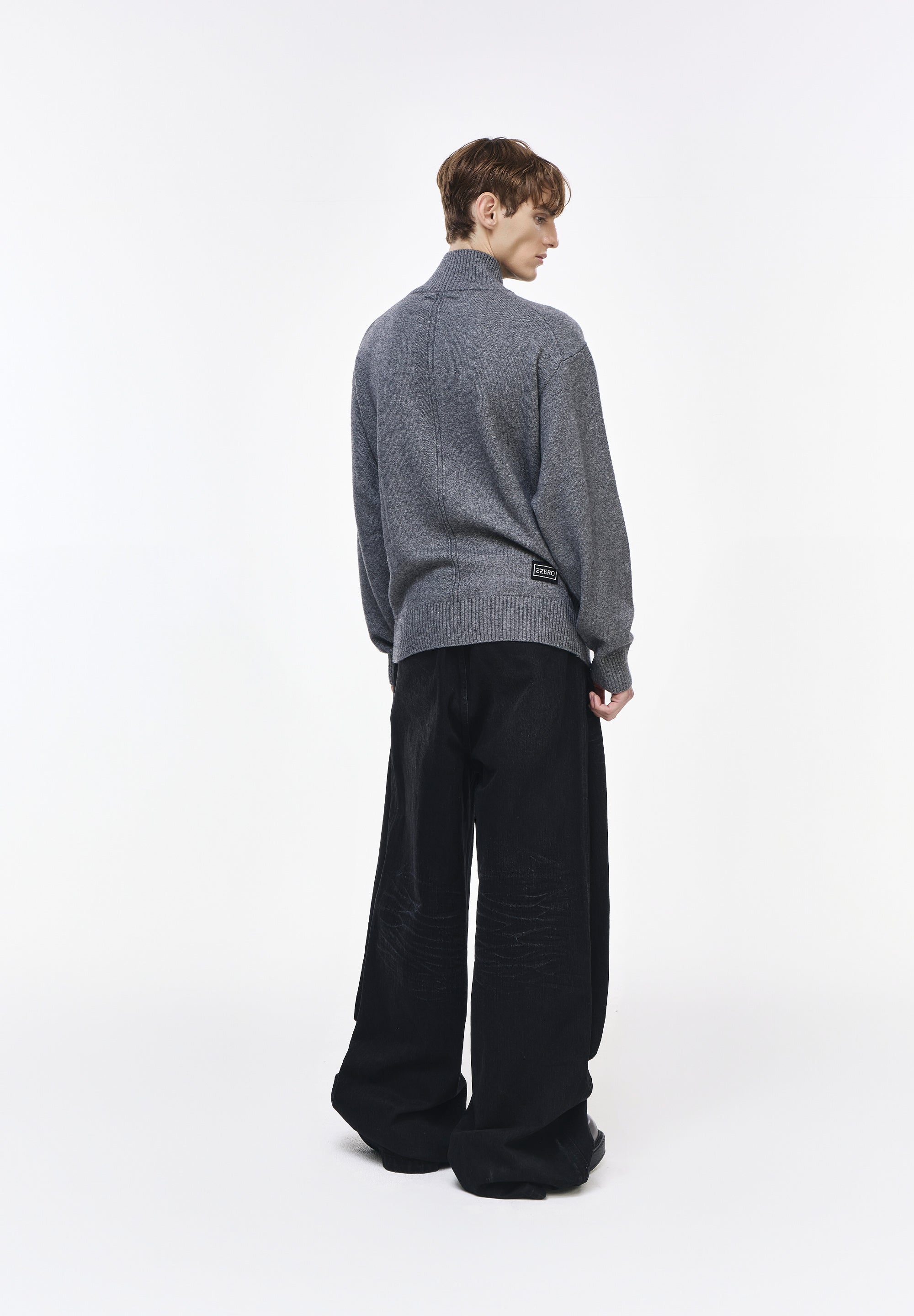 CASHMERE BLEND HALF ZIP UP