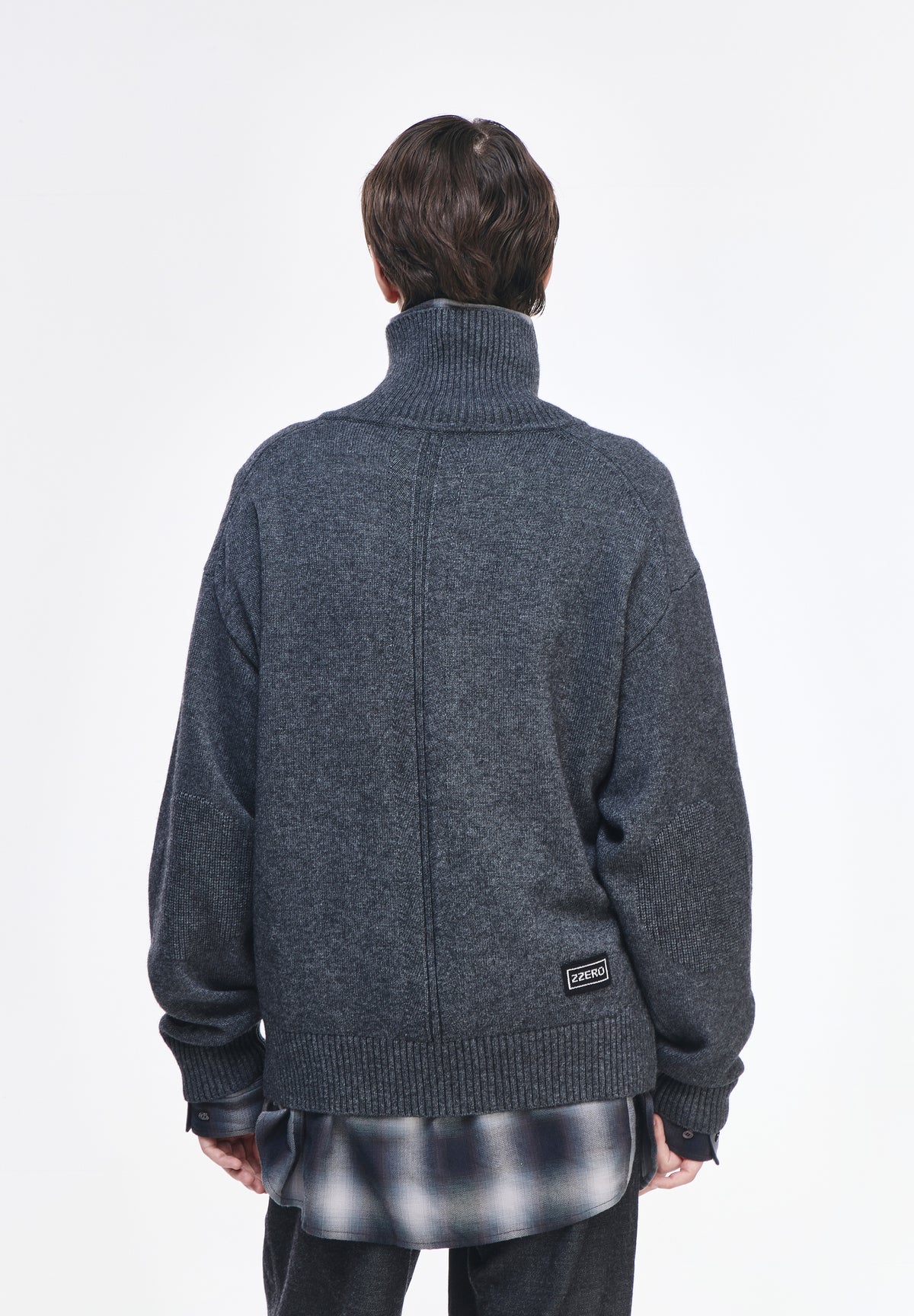 CASHMERE BLEND HIGH NECK ZIP UP
