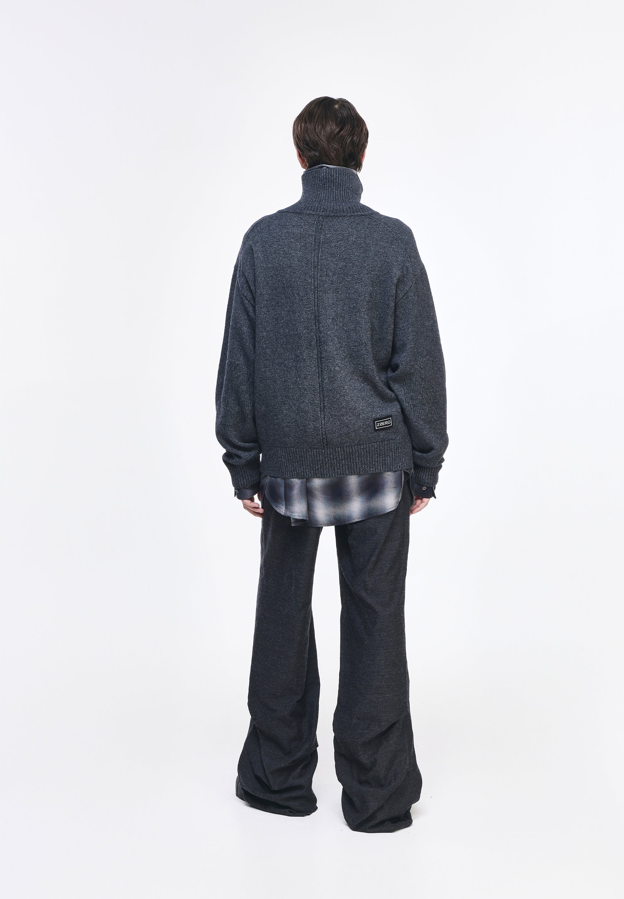 CASHMERE BLEND HIGH NECK ZIP UP
