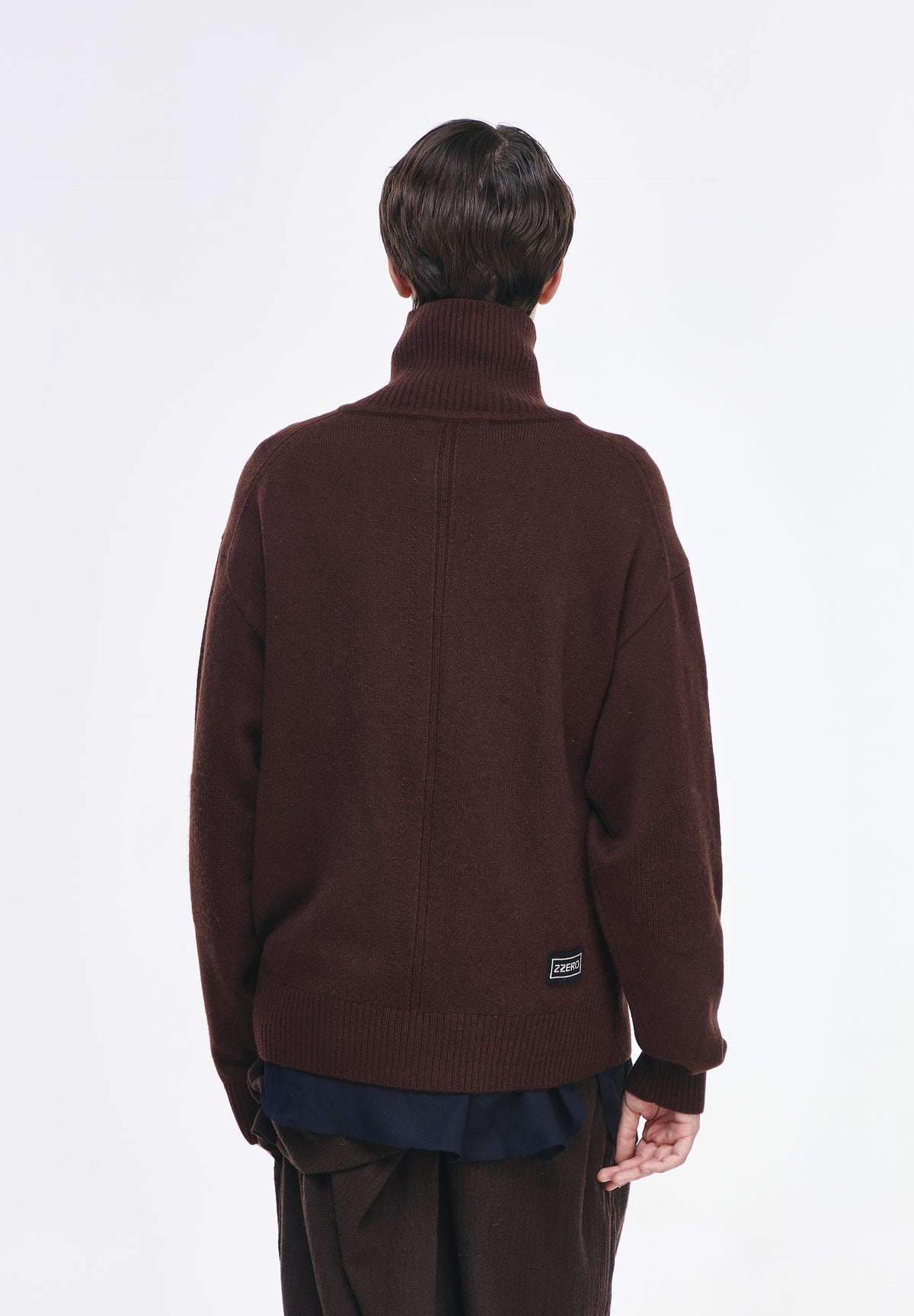 CASHMERE BLEND HIGH NECK ZIP UP