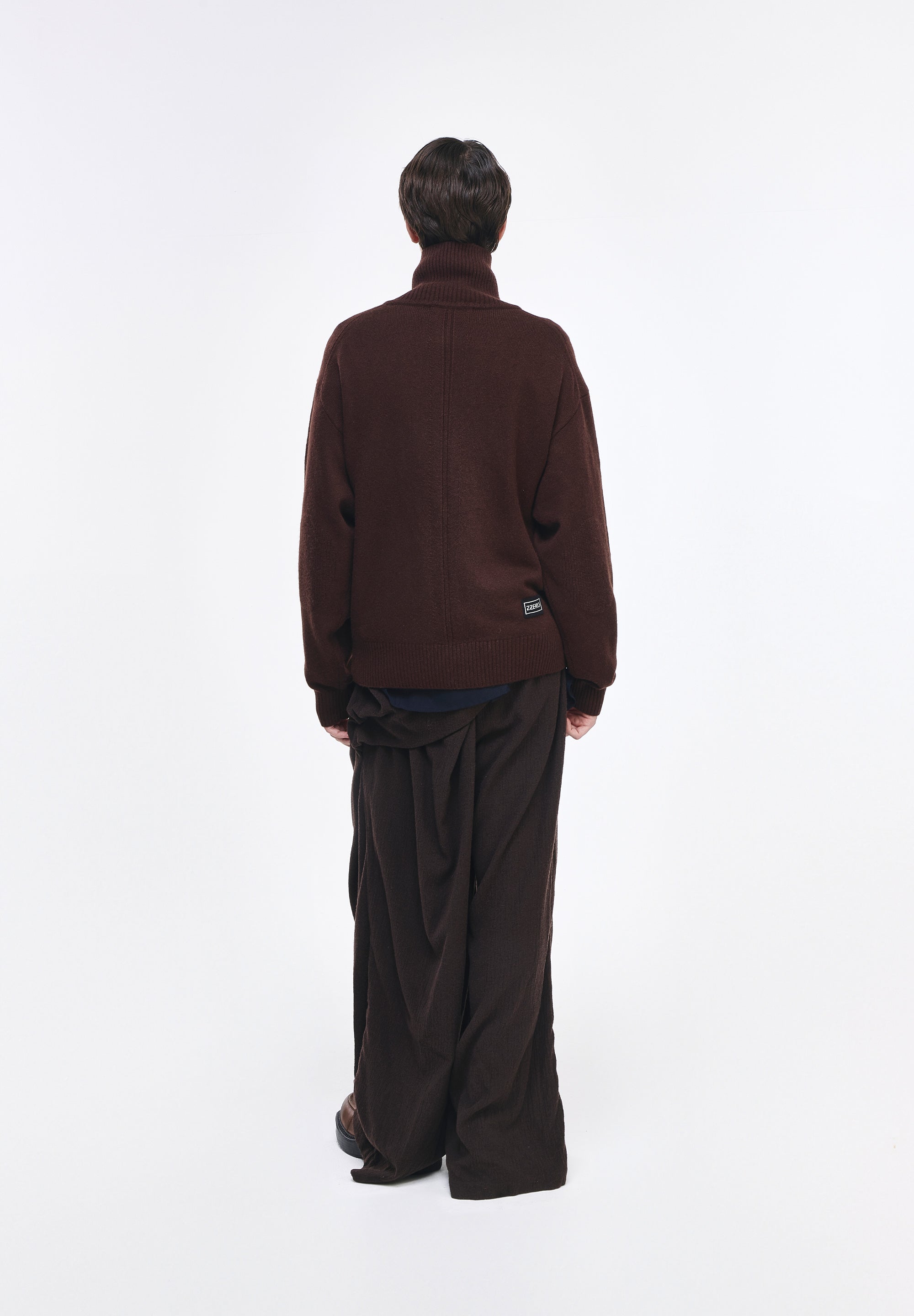 CASHMERE BLEND HIGH NECK ZIP UP