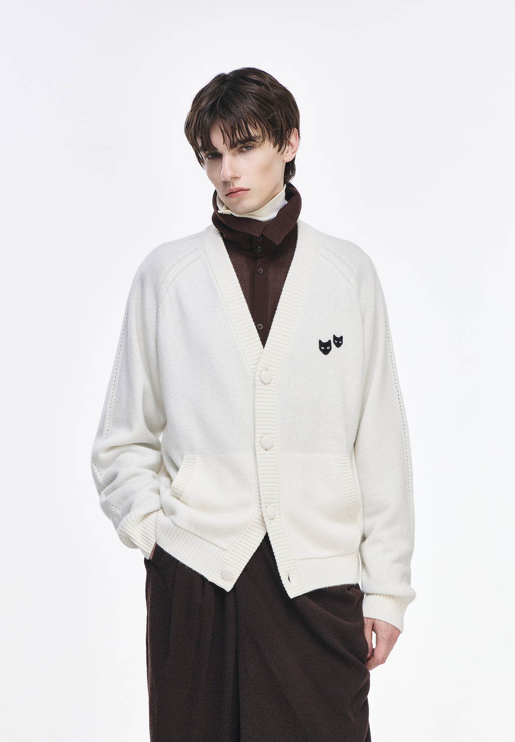 CASHMERE BLEND V NECK CARDIGAN