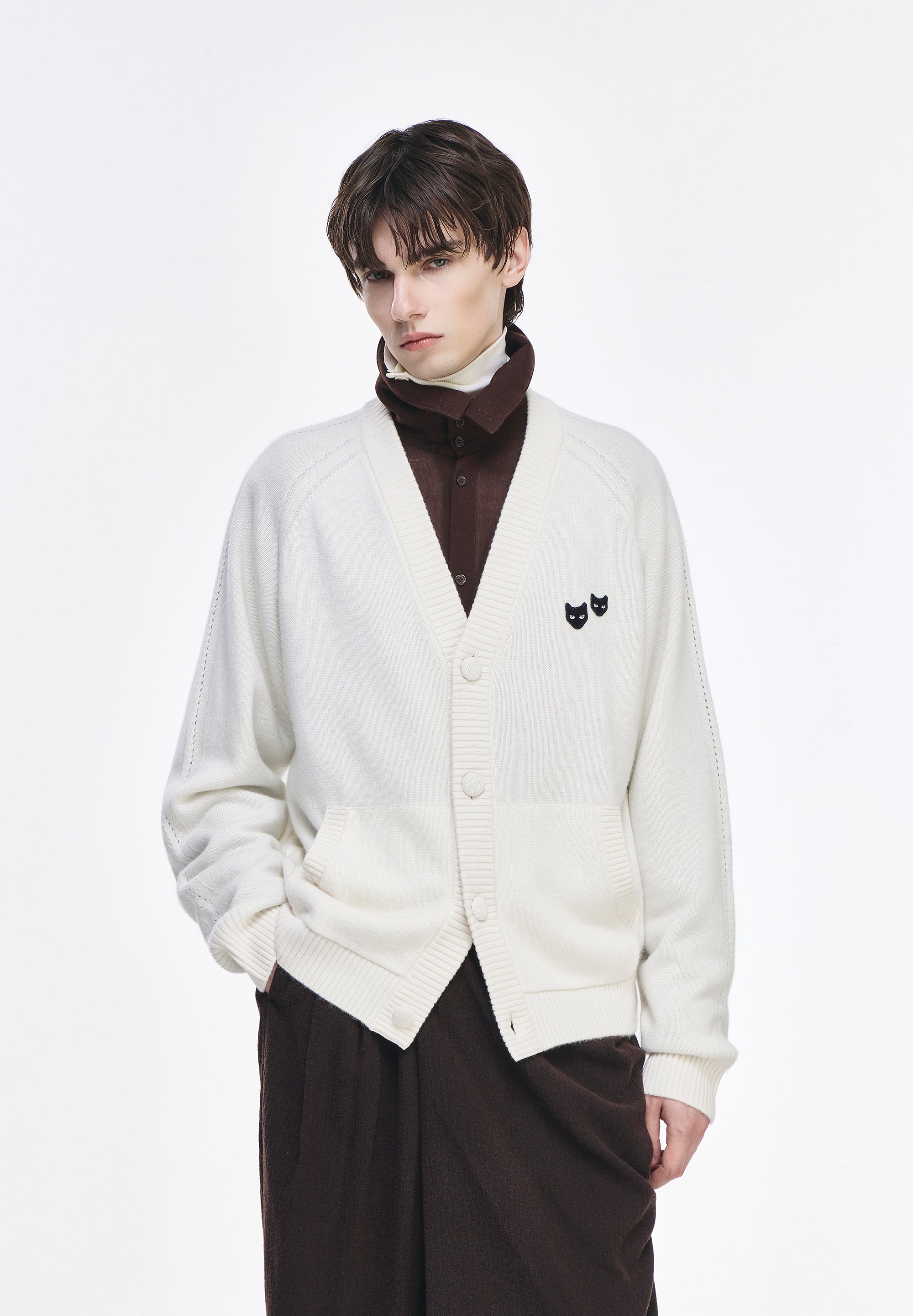 CASHMERE BLEND V NECK CARDIGAN