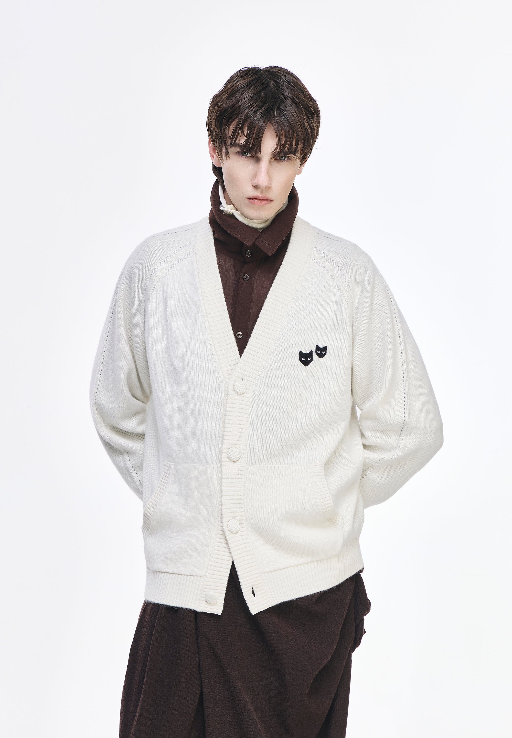 CASHMERE BLEND V NECK CARDIGAN