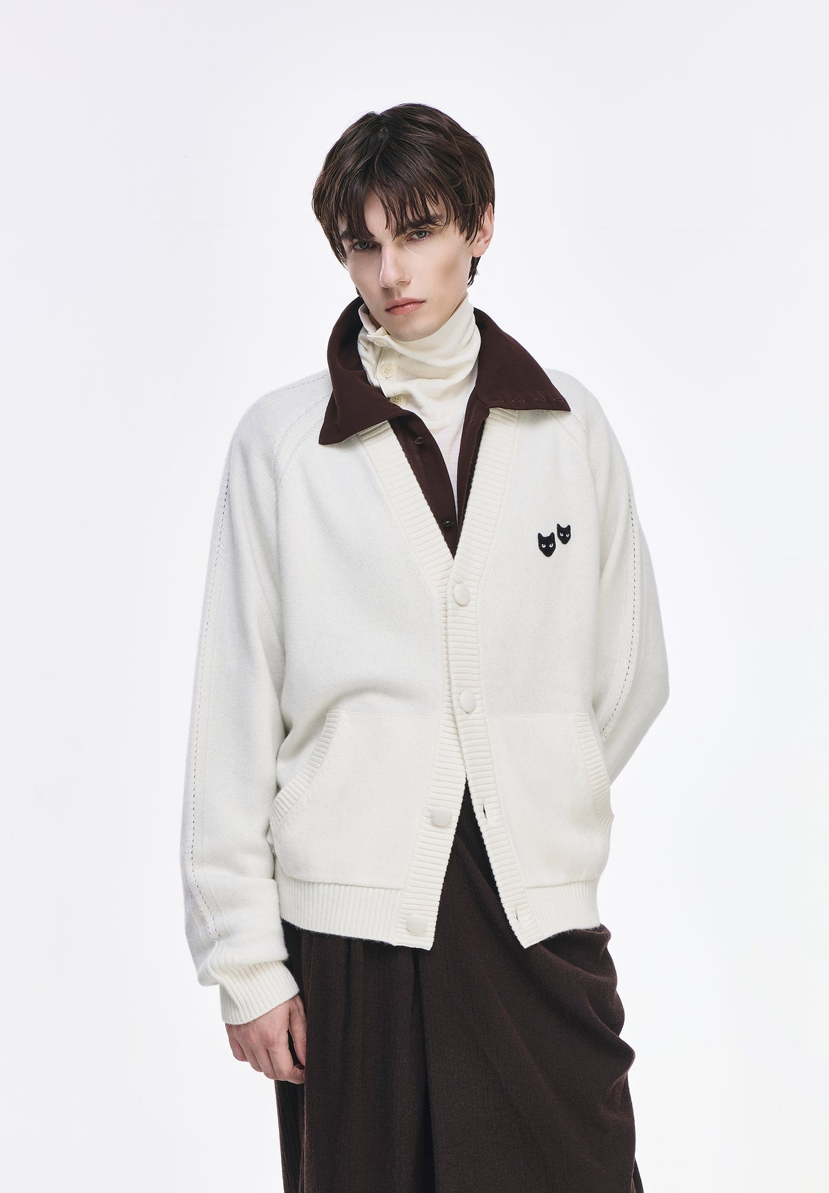 CASHMERE BLEND V NECK CARDIGAN