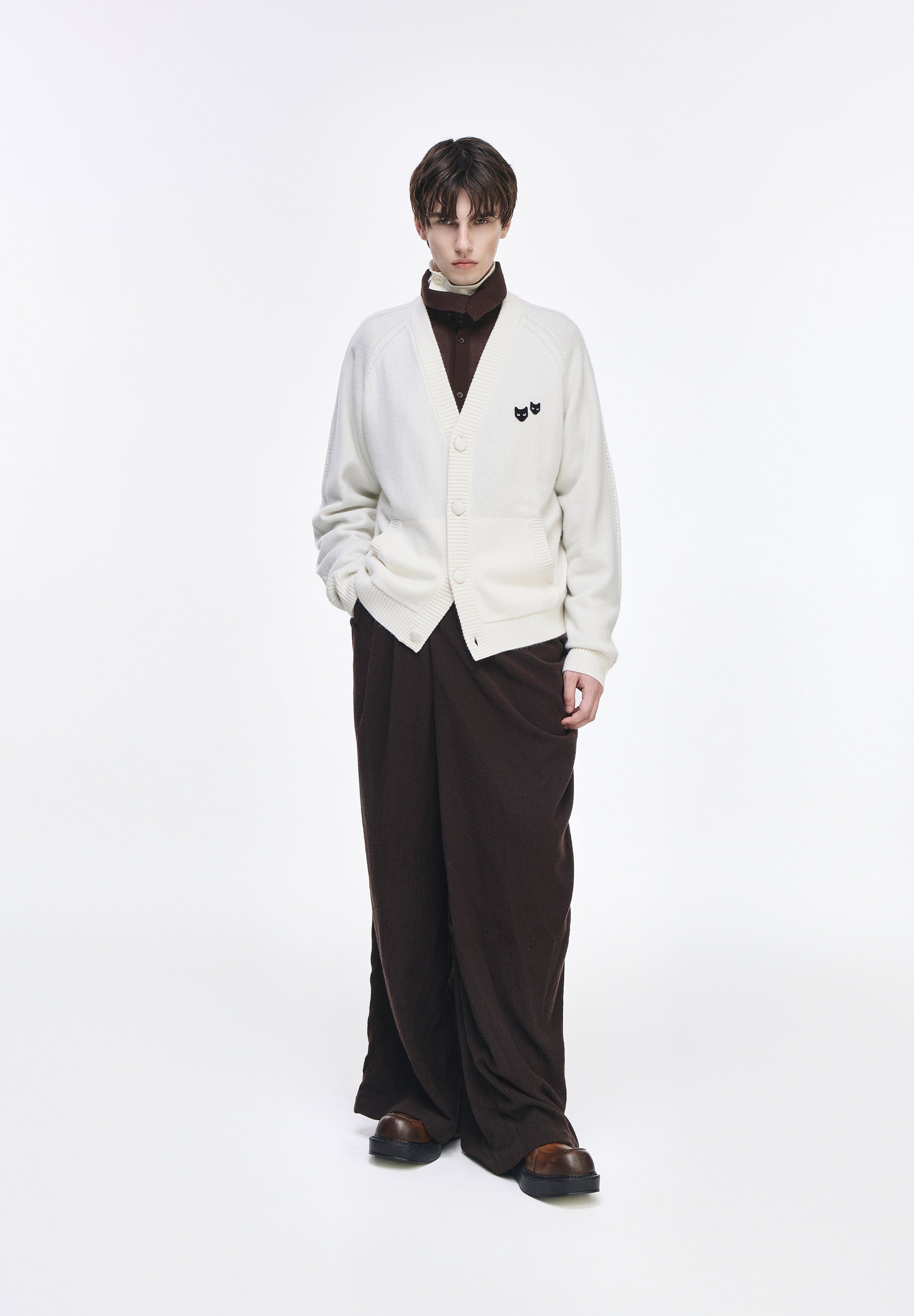 CASHMERE BLEND V NECK CARDIGAN