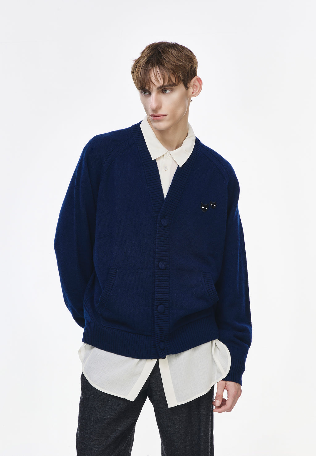 CASHMERE BLEND V NECK CARDIGAN