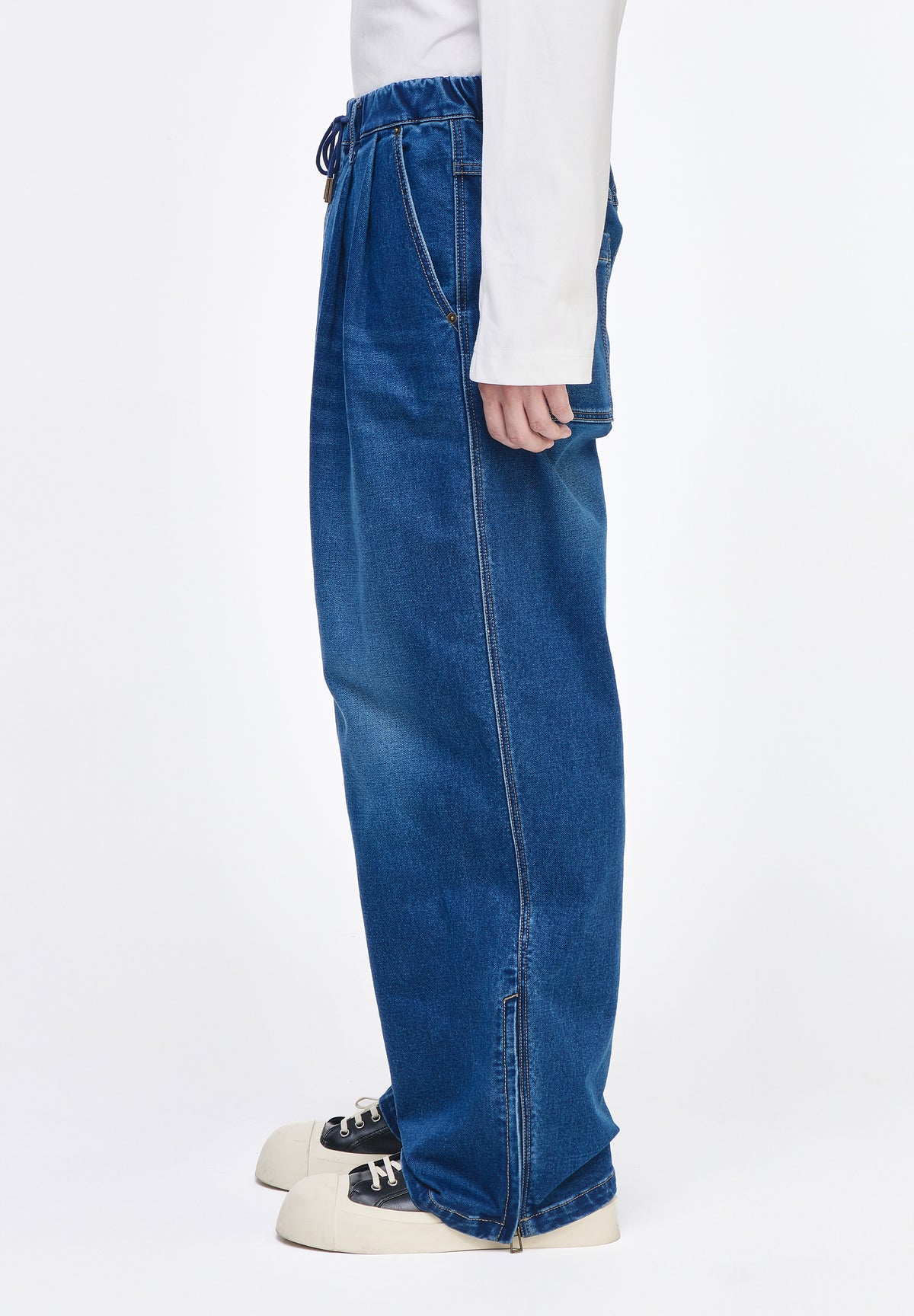 SLIT DENIM JERSEY SWEATPANTS