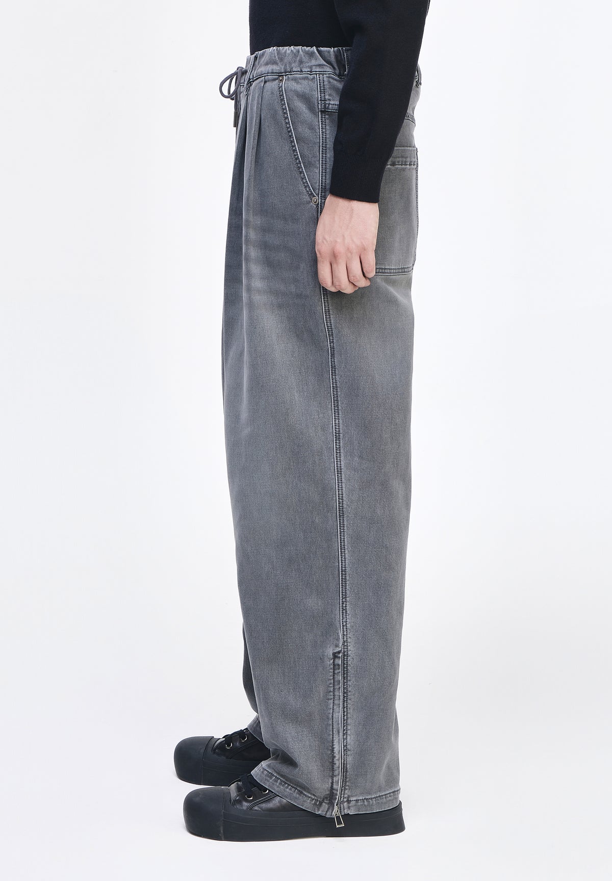 SLIT DENIM JERSEY SWEATPANTS