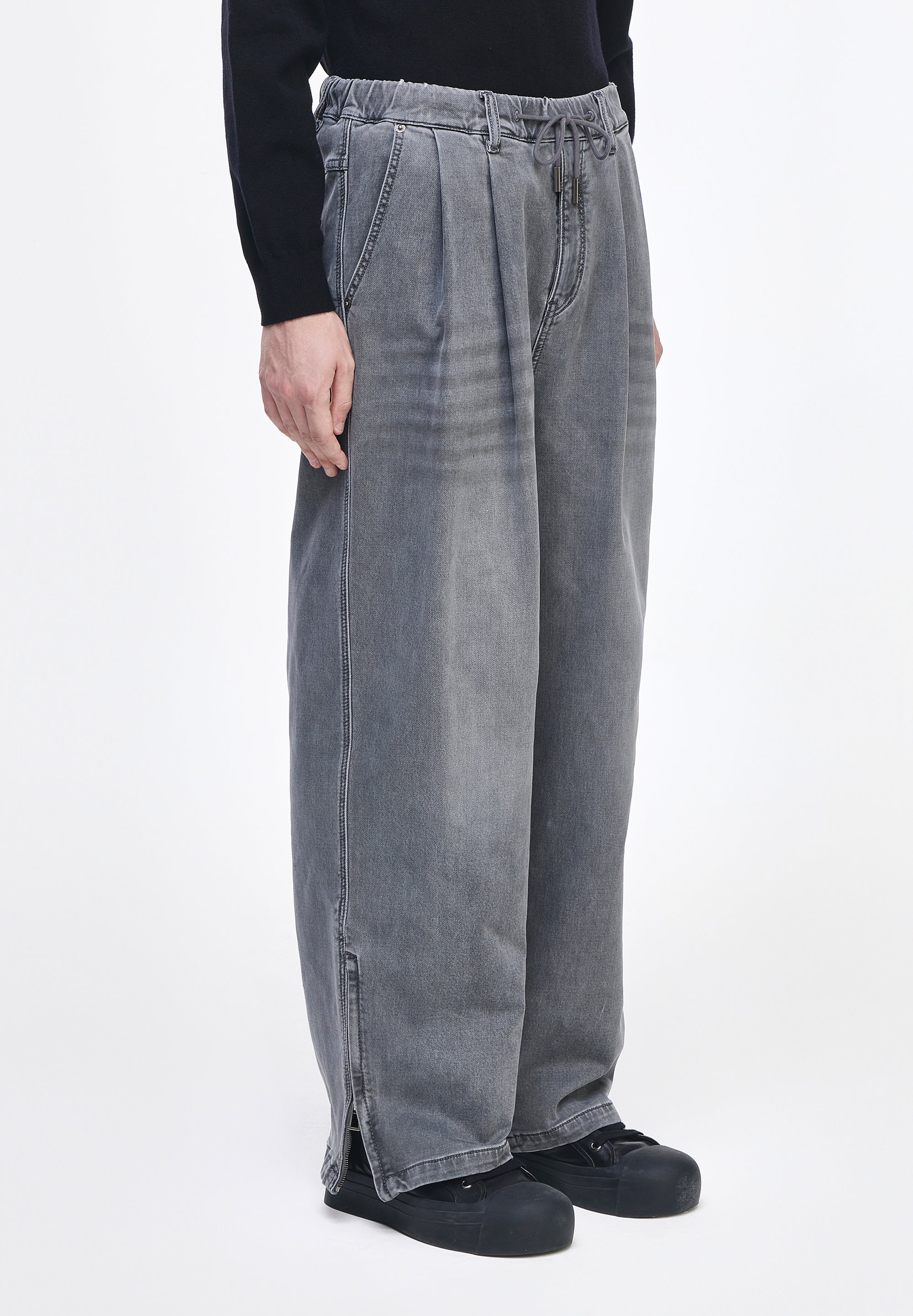 SLIT DENIM JERSEY SWEATPANTS