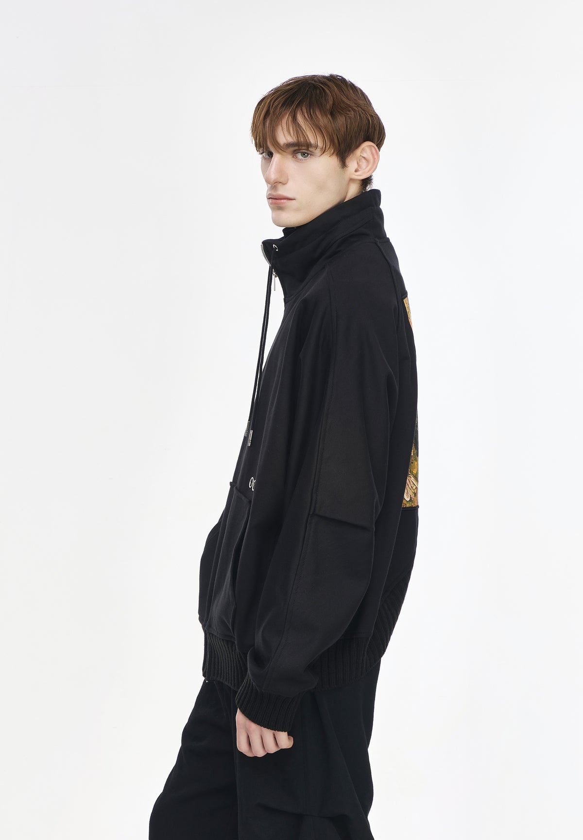 PAINTED CROSS RIB HIGH NECK ZIP UP