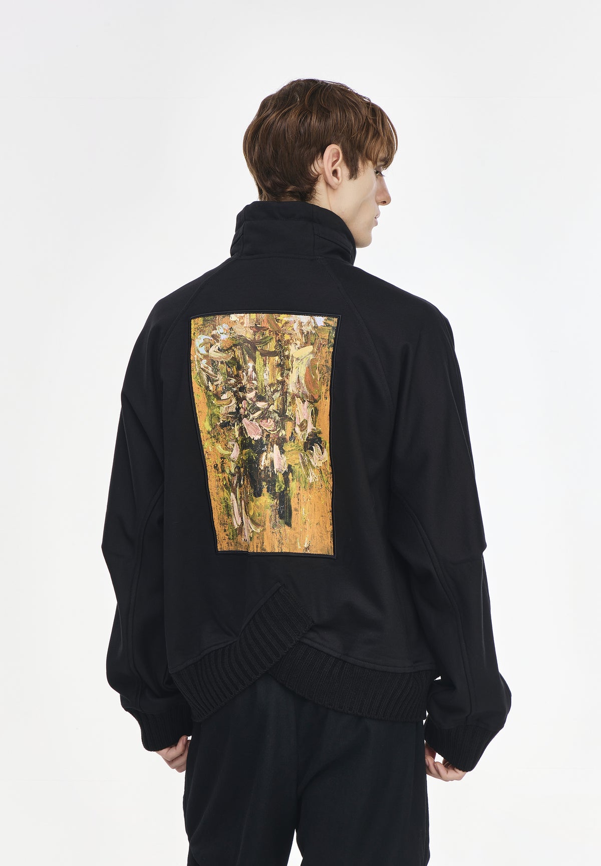 PAINTED CROSS RIB HIGH NECK ZIP UP