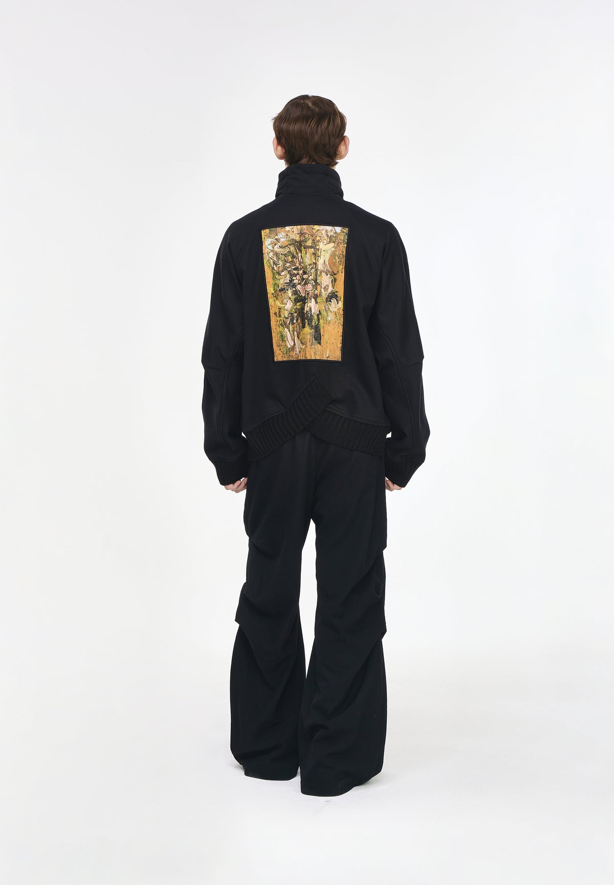 PAINTED CROSS RIB HIGH NECK ZIP UP