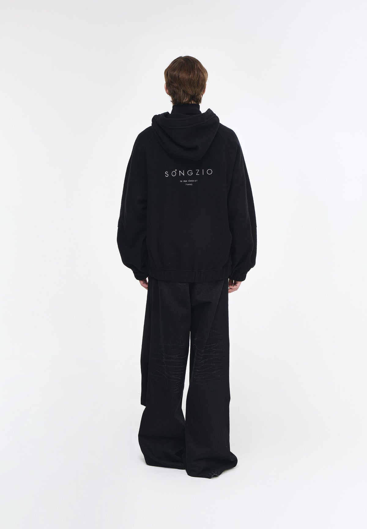 WOOL COCOON HOOD ZIP UP